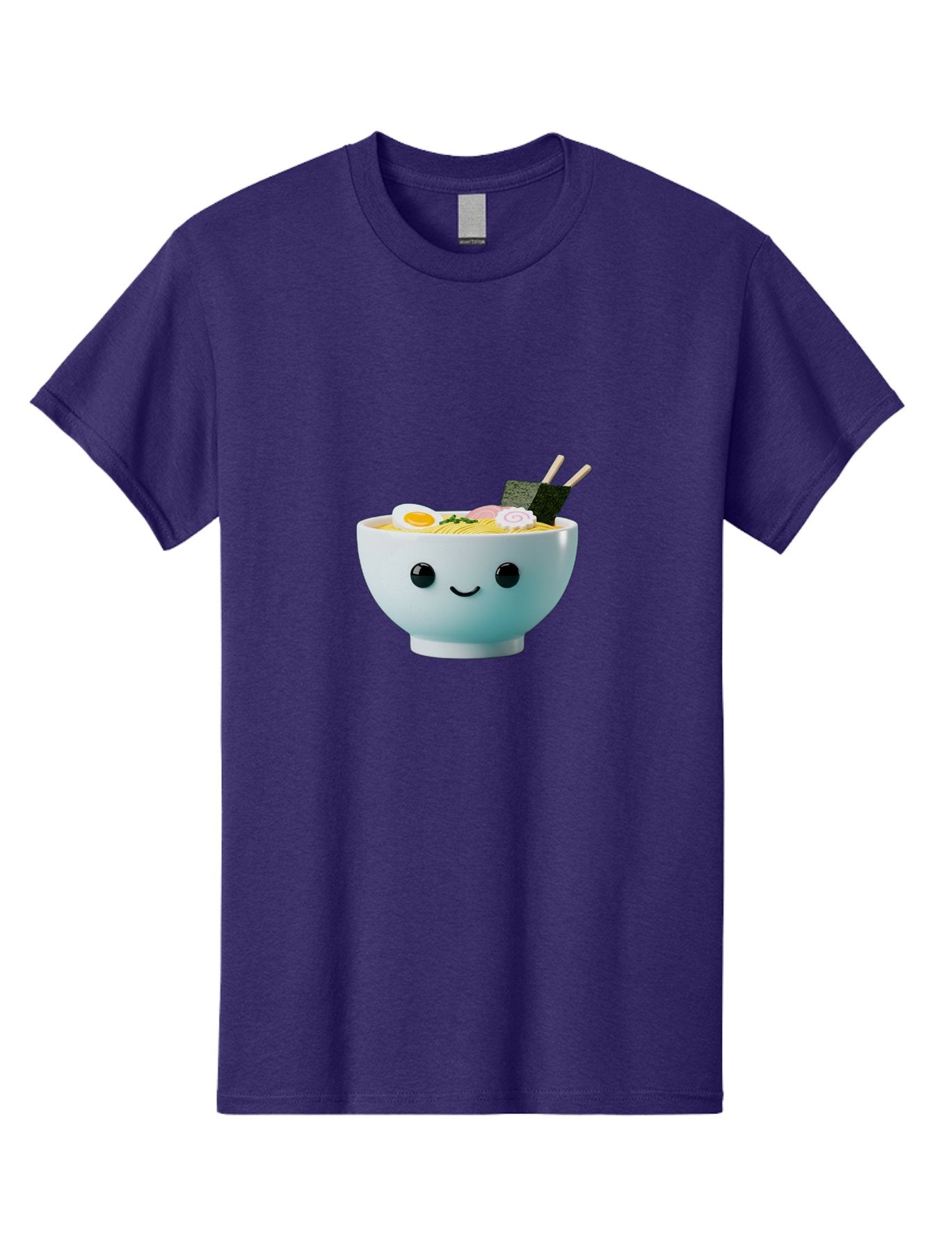 Smiling-Ramen-Bowl Men'S Graphic Tee, 100% Cotton, Comfortable Casual Summer Wear, Machine Washable, Steaming Bowl Of Ramen, Japanese Cuisine, Kawaii Food, Cartoon Character, Noodle Soup, Boiled Egg, Seaweed, Chopsticks, Smiling Face, Bab426 6