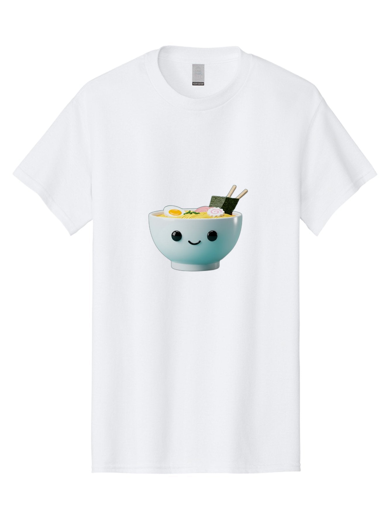 Smiling-Ramen-Bowl Men'S Graphic Tee, 100% Cotton, Comfortable Casual Summer Wear, Machine Washable, Steaming Bowl Of Ramen, Japanese Cuisine, Kawaii Food, Cartoon Character, Noodle Soup, Boiled Egg, Seaweed, Chopsticks, Smiling Face, Bab426 13