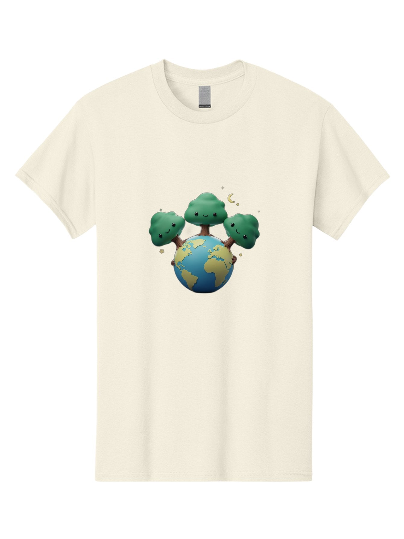Smiling-Trees-Hugging-Earth Men'S Graphic Tee, 100% Cotton, Comfortable Casual Summer Wear, Machine Washable, Earth With Smiling Trees, Eco-Friendly, Environmental Awareness, Conservation, Sustainable Living, Cartoon Globe, Happy Planet, Bab427 14