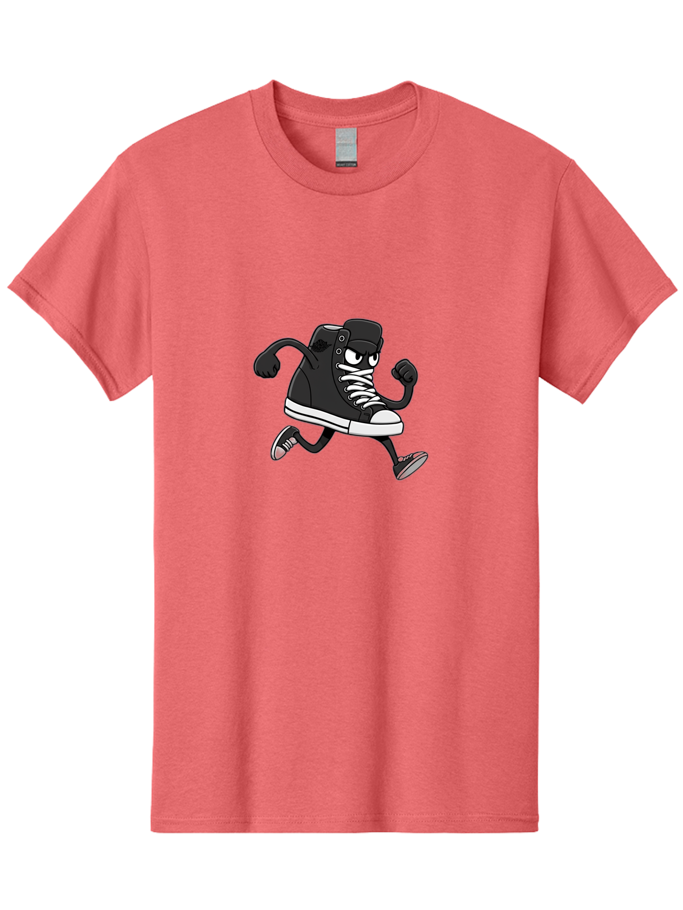 Sneaker-Character Men'S Graphic Tee, 100% Cotton, Comfortable Casual Summer Wear, Machine Washable, Cartoon Sneaker, Running Shoe, Black Converse, White Laces, Funny Character, Animated Footwear, Playful Design, Comic Illustration Bab429 27