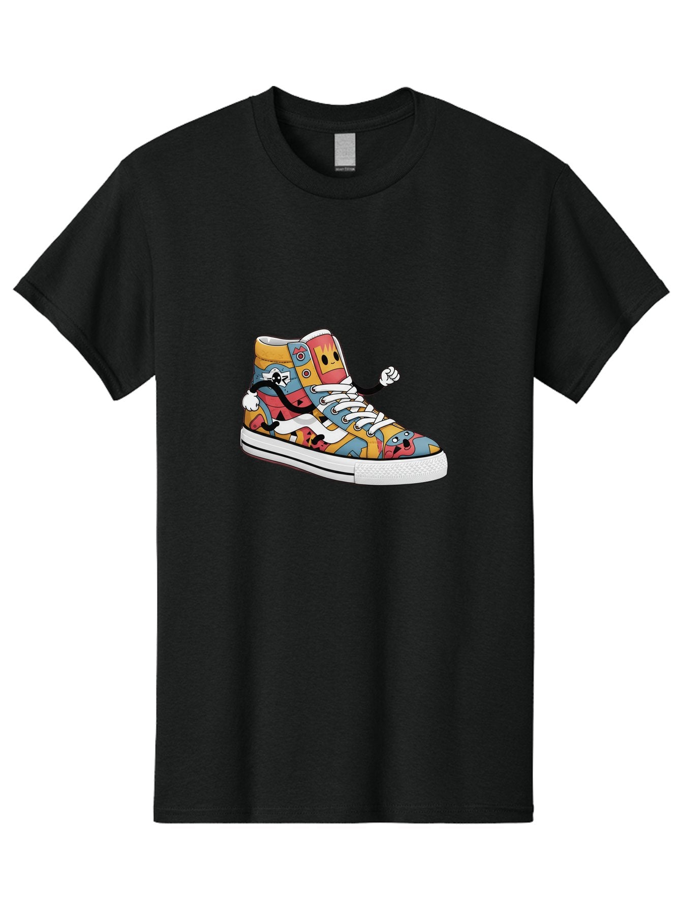Sneaker Men'S Graphic Tee, 100% Cotton, Comfortable Casual Summer Wear, Machine Washable, Sneaker With Emojis, Cartoon Shoe, Colorful Footwear, Playful Design, Funky Style, Emoji Fashion, Streetwear, Animated Sneaker, Vibrant Colors Bab430 5