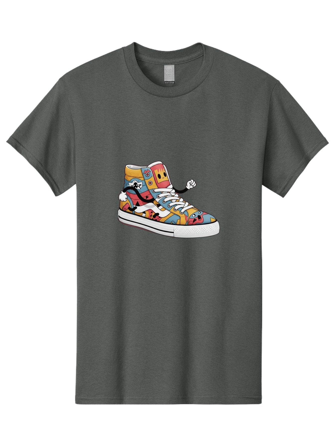 Sneaker Men'S Graphic Tee, 100% Cotton, Comfortable Casual Summer Wear, Machine Washable, Sneaker With Emojis, Cartoon Shoe, Colorful Footwear, Playful Design, Funky Style, Emoji Fashion, Streetwear, Animated Sneaker, Vibrant Colors Bab430 10