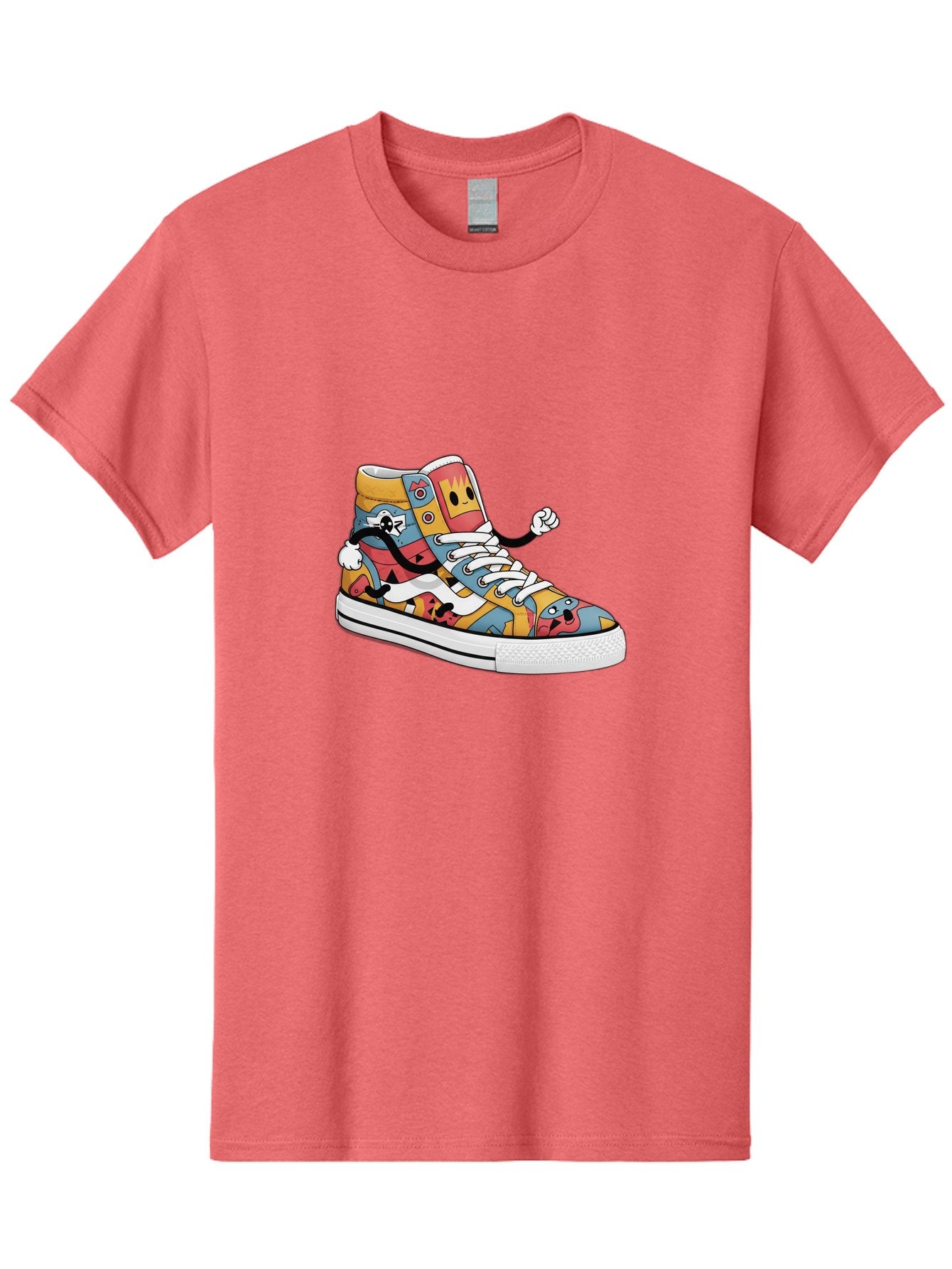 Sneaker Men'S Graphic Tee, 100% Cotton, Comfortable Casual Summer Wear, Machine Washable, Sneaker With Emojis, Cartoon Shoe, Colorful Footwear, Playful Design, Funky Style, Emoji Fashion, Streetwear, Animated Sneaker, Vibrant Colors Bab430 14