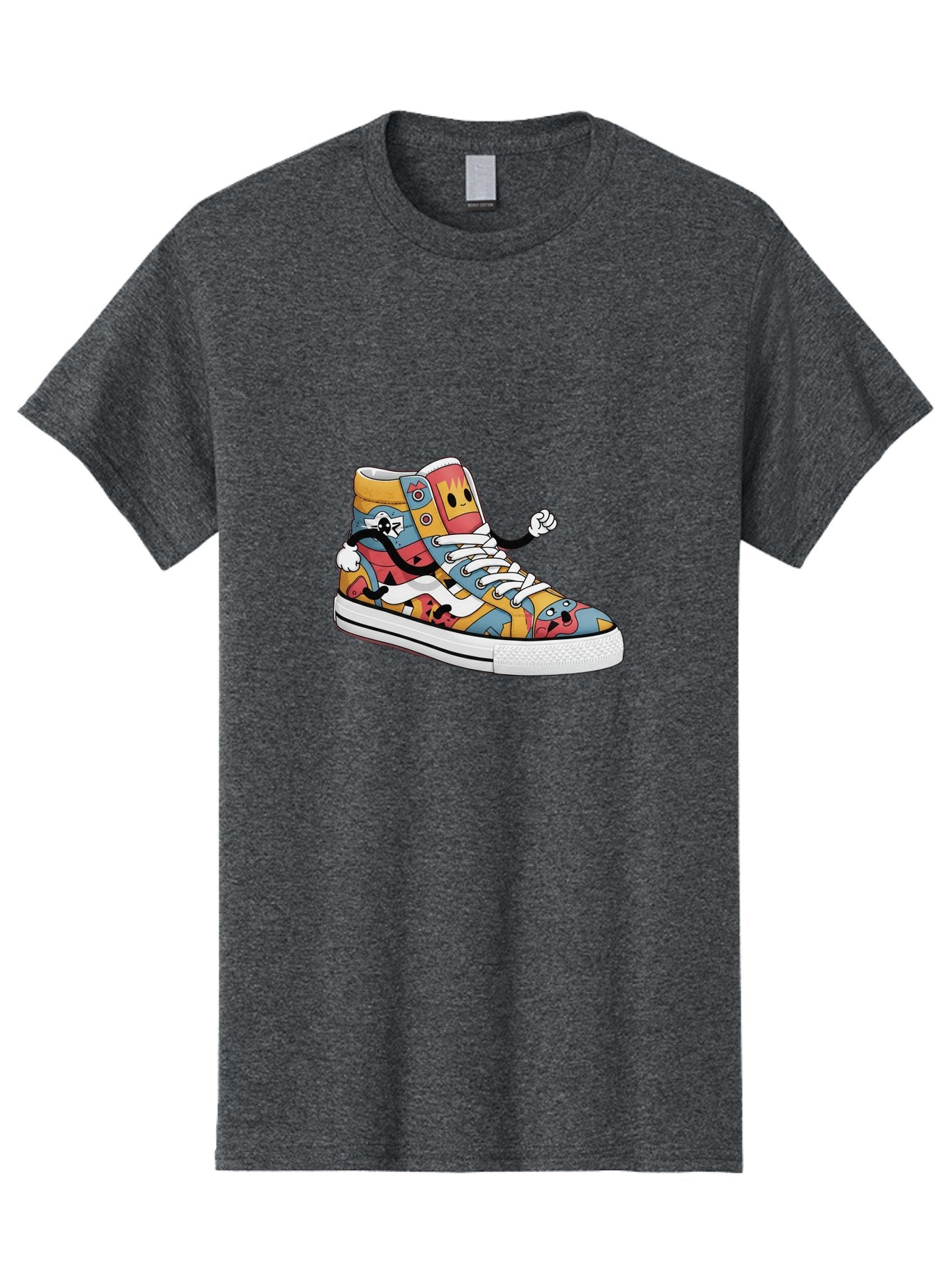 Sneaker Men'S Graphic Tee, 100% Cotton, Comfortable Casual Summer Wear, Machine Washable, Sneaker With Emojis, Cartoon Shoe, Colorful Footwear, Playful Design, Funky Style, Emoji Fashion, Streetwear, Animated Sneaker, Vibrant Colors Bab430