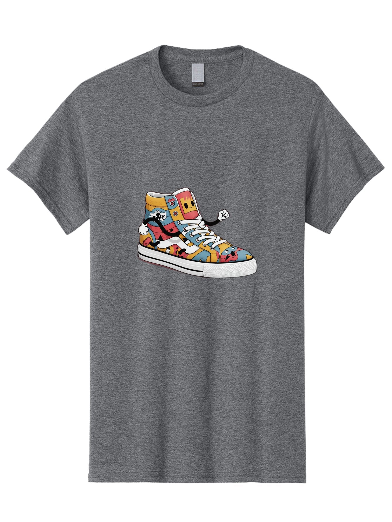 Sneaker Men'S Graphic Tee, 100% Cotton, Comfortable Casual Summer Wear, Machine Washable, Sneaker With Emojis, Cartoon Shoe, Colorful Footwear, Playful Design, Funky Style, Emoji Fashion, Streetwear, Animated Sneaker, Vibrant Colors Bab430 4