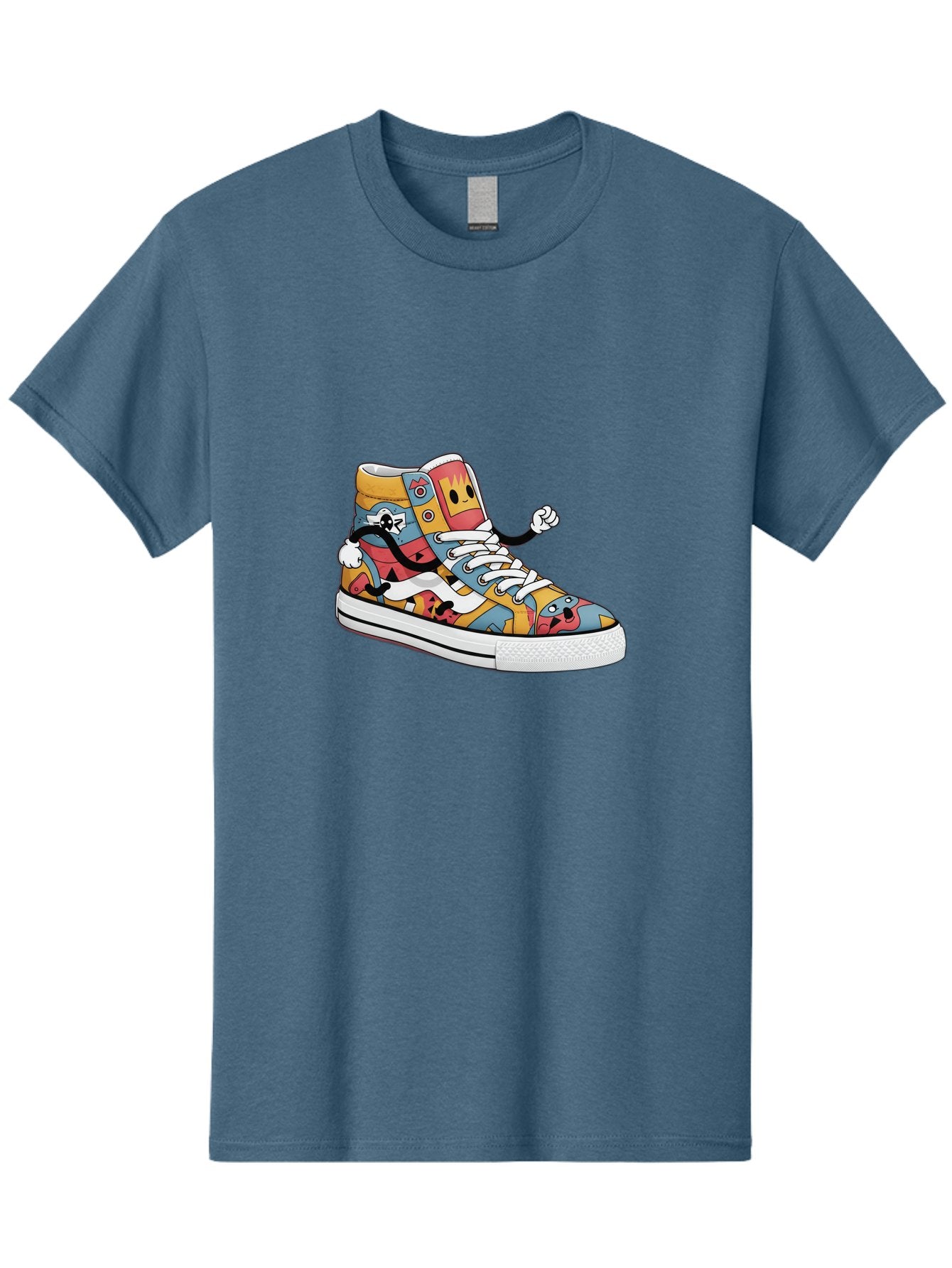 Sneaker Men'S Graphic Tee, 100% Cotton, Comfortable Casual Summer Wear, Machine Washable, Sneaker With Emojis, Cartoon Shoe, Colorful Footwear, Playful Design, Funky Style, Emoji Fashion, Streetwear, Animated Sneaker, Vibrant Colors Bab430 11