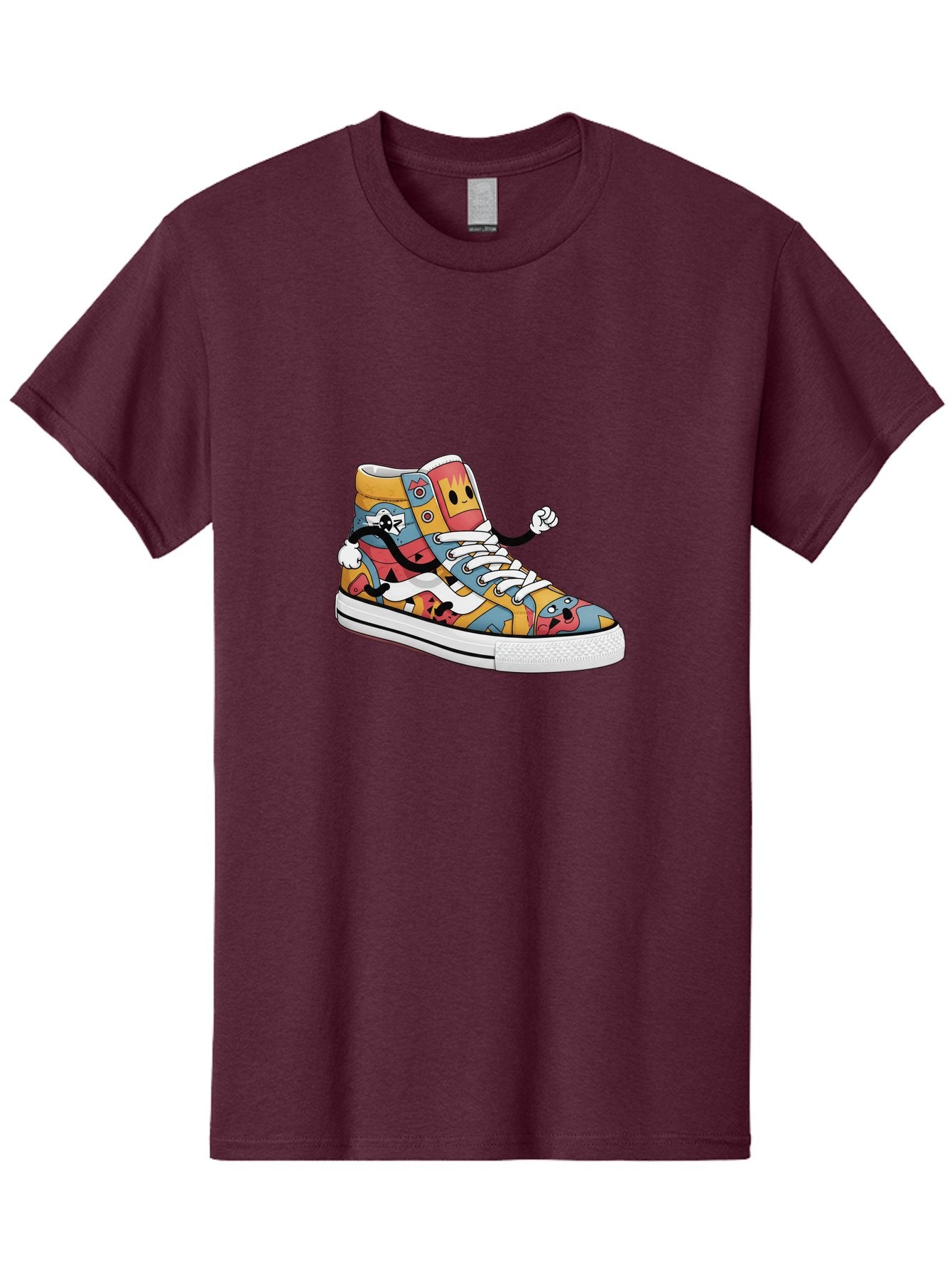 Sneaker Men'S Graphic Tee, 100% Cotton, Comfortable Casual Summer Wear, Machine Washable, Sneaker With Emojis, Cartoon Shoe, Colorful Footwear, Playful Design, Funky Style, Emoji Fashion, Streetwear, Animated Sneaker, Vibrant Colors Bab430