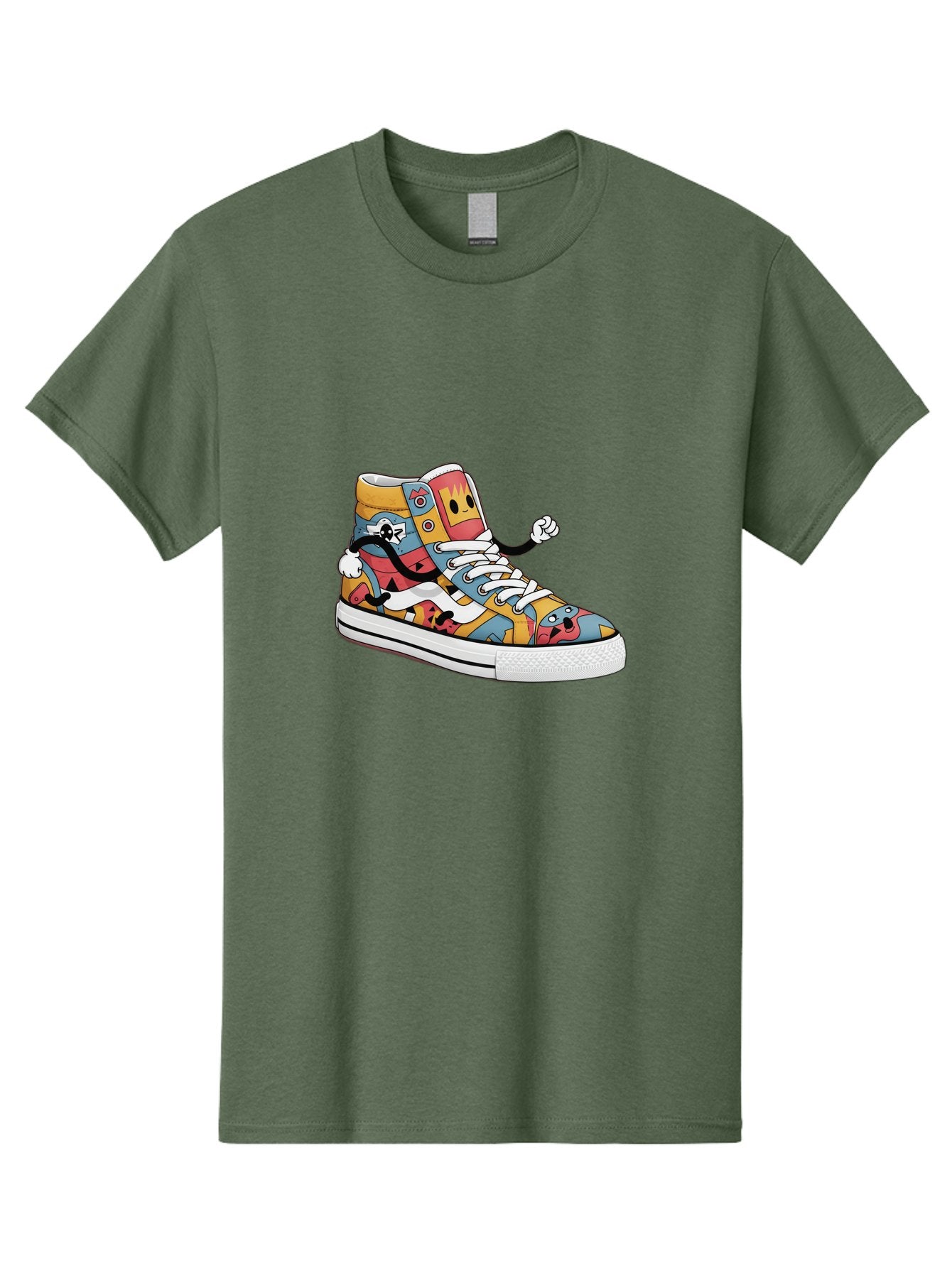 Sneaker Men'S Graphic Tee, 100% Cotton, Comfortable Casual Summer Wear, Machine Washable, Sneaker With Emojis, Cartoon Shoe, Colorful Footwear, Playful Design, Funky Style, Emoji Fashion, Streetwear, Animated Sneaker, Vibrant Colors Bab430 7