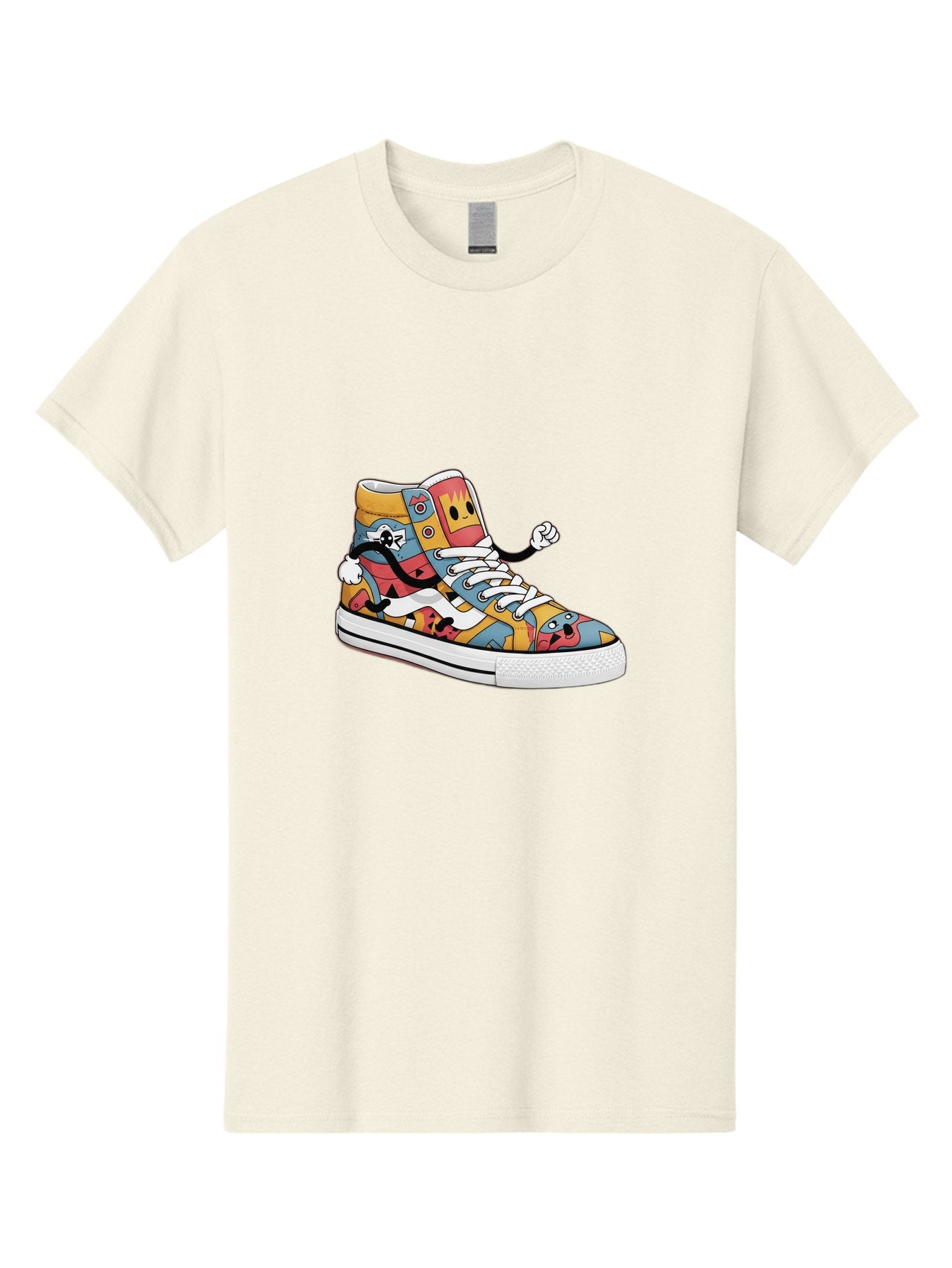 Sneaker Men'S Graphic Tee, 100% Cotton, Comfortable Casual Summer Wear, Machine Washable, Sneaker With Emojis, Cartoon Shoe, Colorful Footwear, Playful Design, Funky Style, Emoji Fashion, Streetwear, Animated Sneaker, Vibrant Colors Bab430 3
