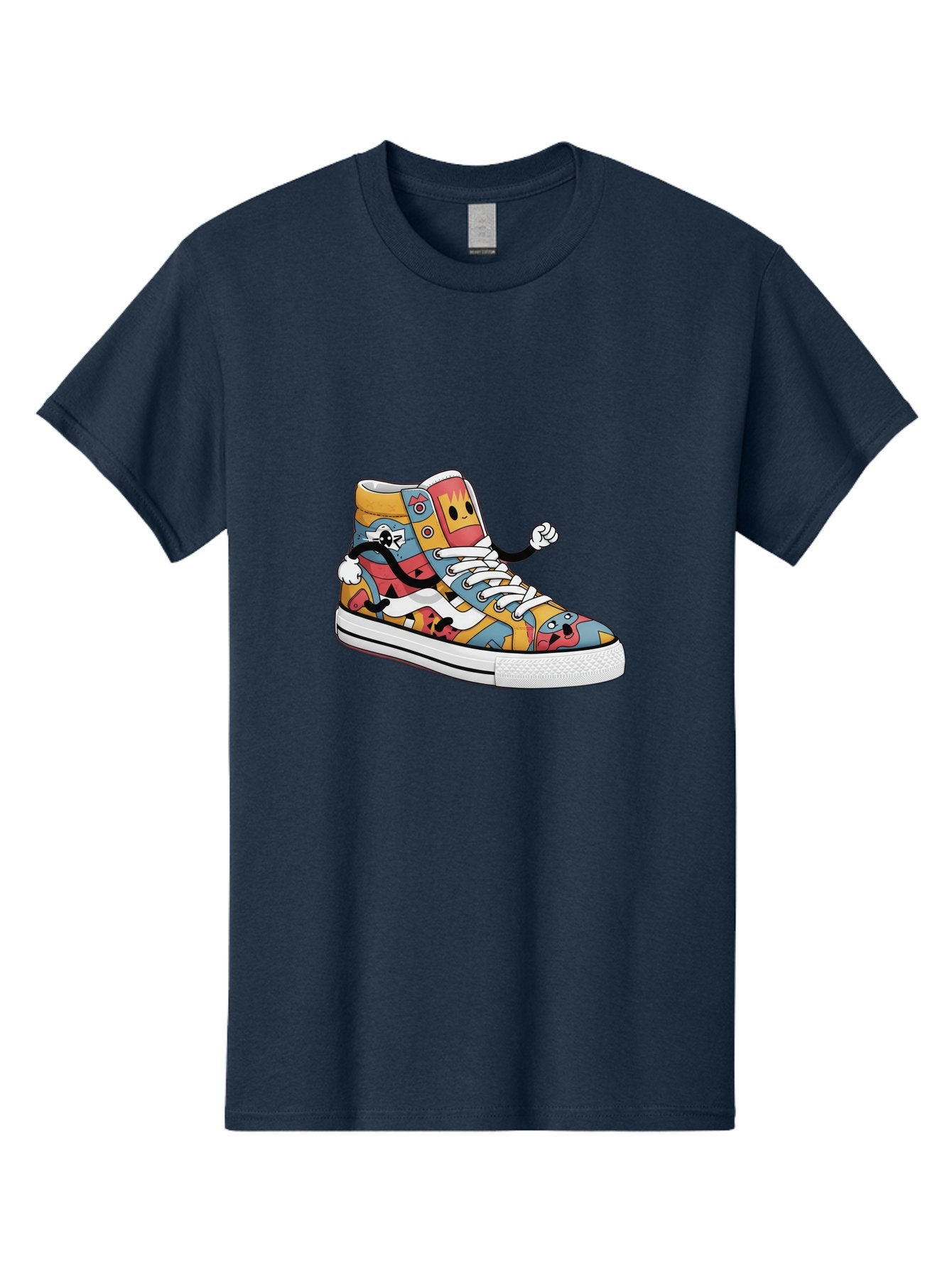 Sneaker Men'S Graphic Tee, 100% Cotton, Comfortable Casual Summer Wear, Machine Washable, Sneaker With Emojis, Cartoon Shoe, Colorful Footwear, Playful Design, Funky Style, Emoji Fashion, Streetwear, Animated Sneaker, Vibrant Colors Bab430 8