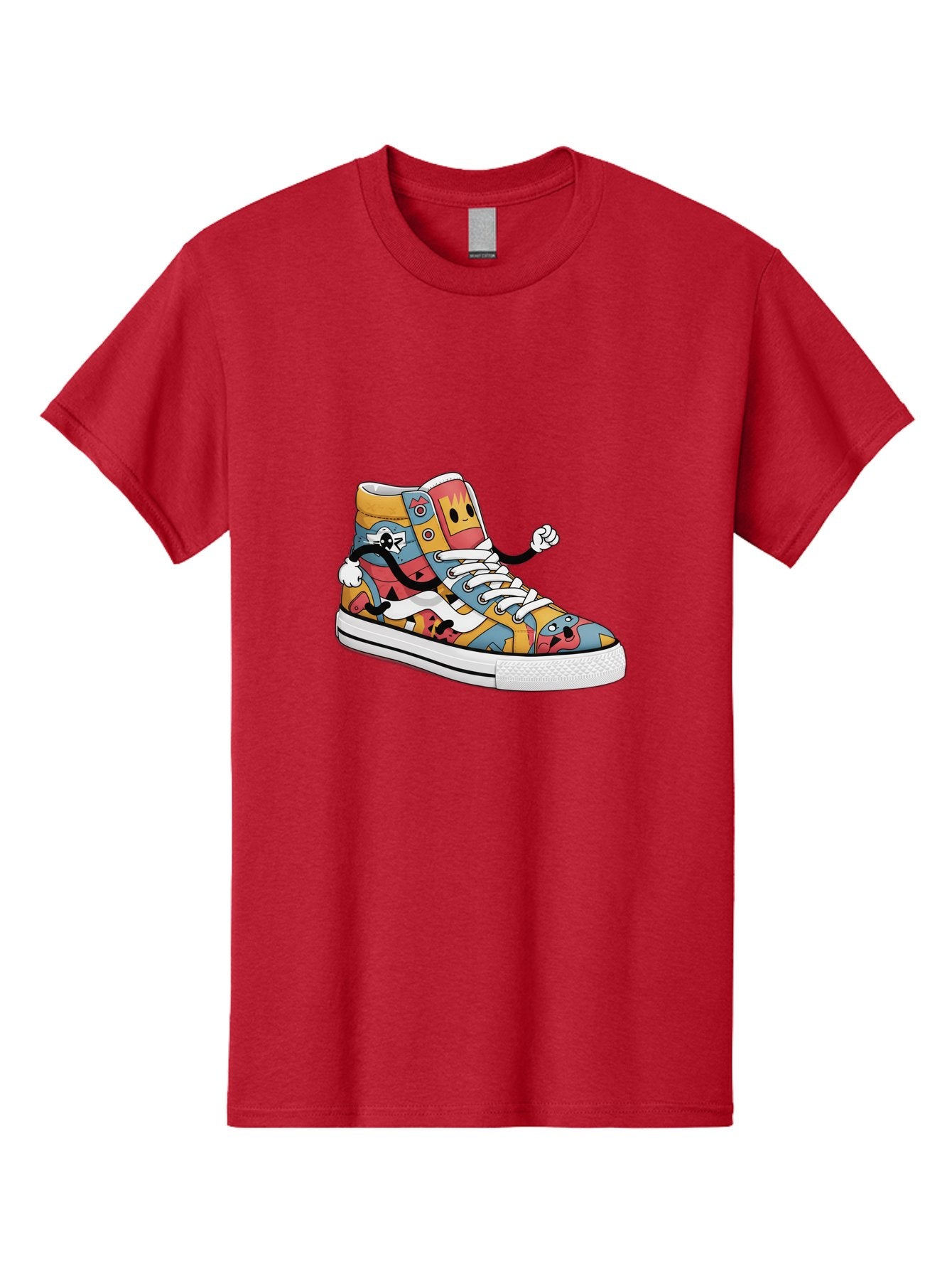 Sneaker Men'S Graphic Tee, 100% Cotton, Comfortable Casual Summer Wear, Machine Washable, Sneaker With Emojis, Cartoon Shoe, Colorful Footwear, Playful Design, Funky Style, Emoji Fashion, Streetwear, Animated Sneaker, Vibrant Colors Bab430 6