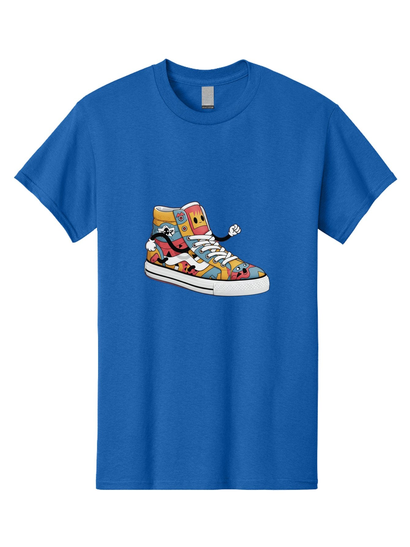 Sneaker Men'S Graphic Tee, 100% Cotton, Comfortable Casual Summer Wear, Machine Washable, Sneaker With Emojis, Cartoon Shoe, Colorful Footwear, Playful Design, Funky Style, Emoji Fashion, Streetwear, Animated Sneaker, Vibrant Colors Bab430 12