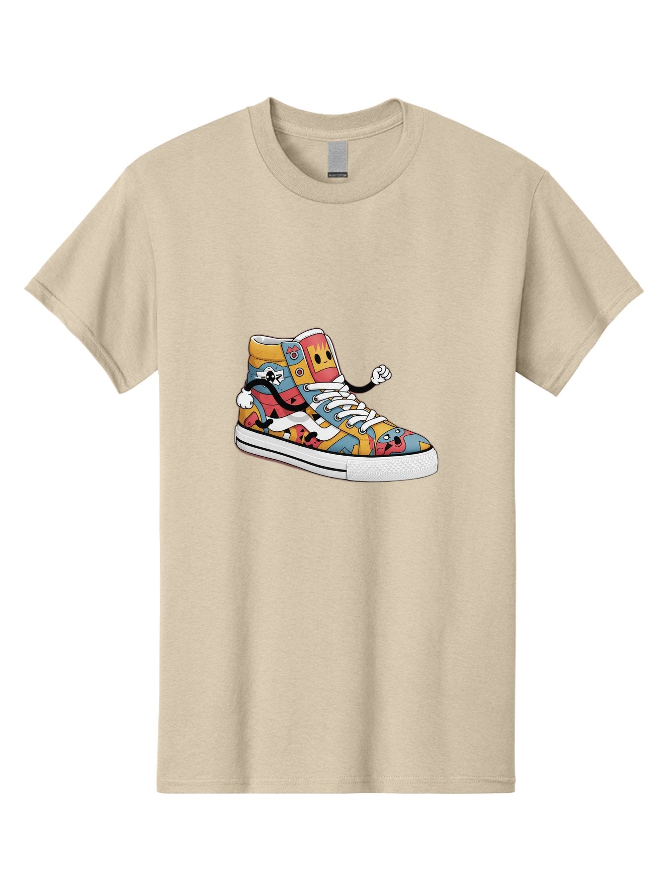 Sneaker Men'S Graphic Tee, 100% Cotton, Comfortable Casual Summer Wear, Machine Washable, Sneaker With Emojis, Cartoon Shoe, Colorful Footwear, Playful Design, Funky Style, Emoji Fashion, Streetwear, Animated Sneaker, Vibrant Colors Bab430 9
