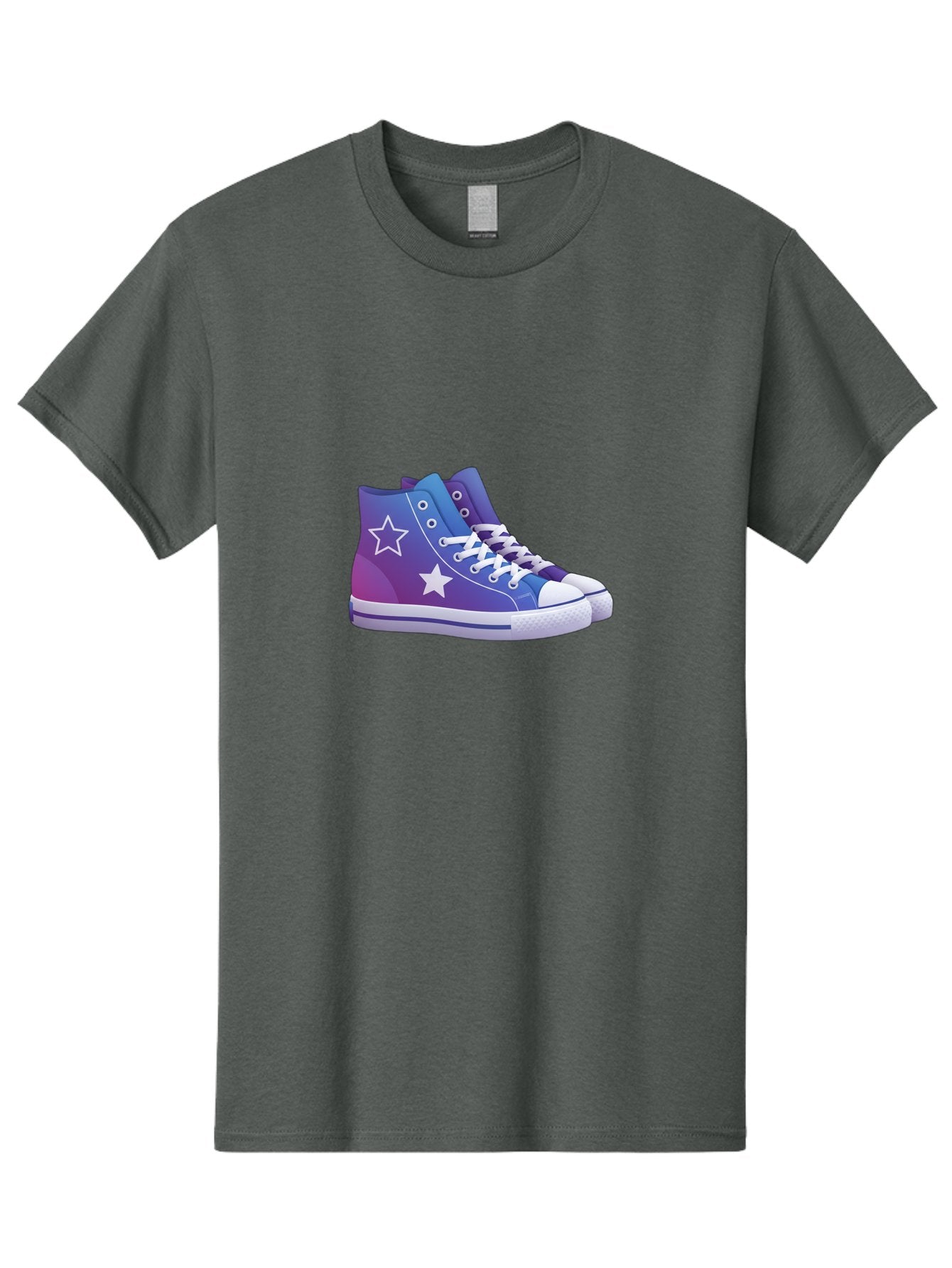 Sneakers-With-Stars Men'S Graphic Tee, 100% Cotton, Comfortable Casual Summer Wear, Machine Washable, Sneakers With Star Design, Purple Sneakers, Blue Sneakers, White Laces, Gradient Effect, Colorful Footwear, Streetwear Style, Casual Shoes, Bab433 4