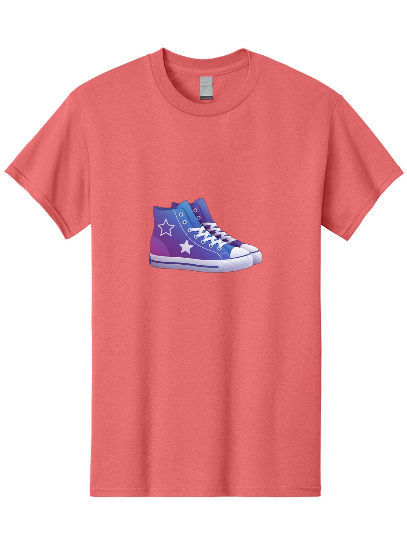 Sneakers-With-Stars Men'S Graphic Tee, 100% Cotton, Comfortable Casual Summer Wear, Machine Washable, Sneakers With Star Design, Purple Sneakers, Blue Sneakers, White Laces, Gradient Effect, Colorful Footwear, Streetwear Style, Casual Shoes, Bab433 7