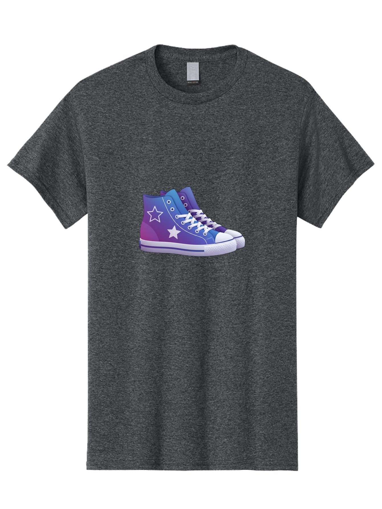 Sneakers-With-Stars Men'S Graphic Tee, 100% Cotton, Comfortable Casual Summer Wear, Machine Washable, Sneakers With Star Design, Purple Sneakers, Blue Sneakers, White Laces, Gradient Effect, Colorful Footwear, Streetwear Style, Casual Shoes, Bab433 3
