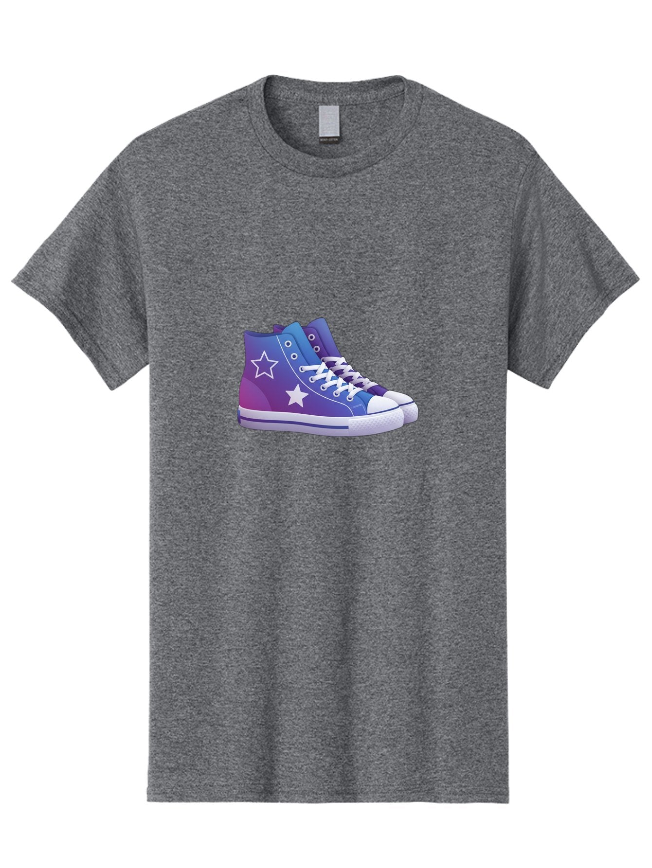 Sneakers-With-Stars Men'S Graphic Tee, 100% Cotton, Comfortable Casual Summer Wear, Machine Washable, Sneakers With Star Design, Purple Sneakers, Blue Sneakers, White Laces, Gradient Effect, Colorful Footwear, Streetwear Style, Casual Shoes, Bab433 5