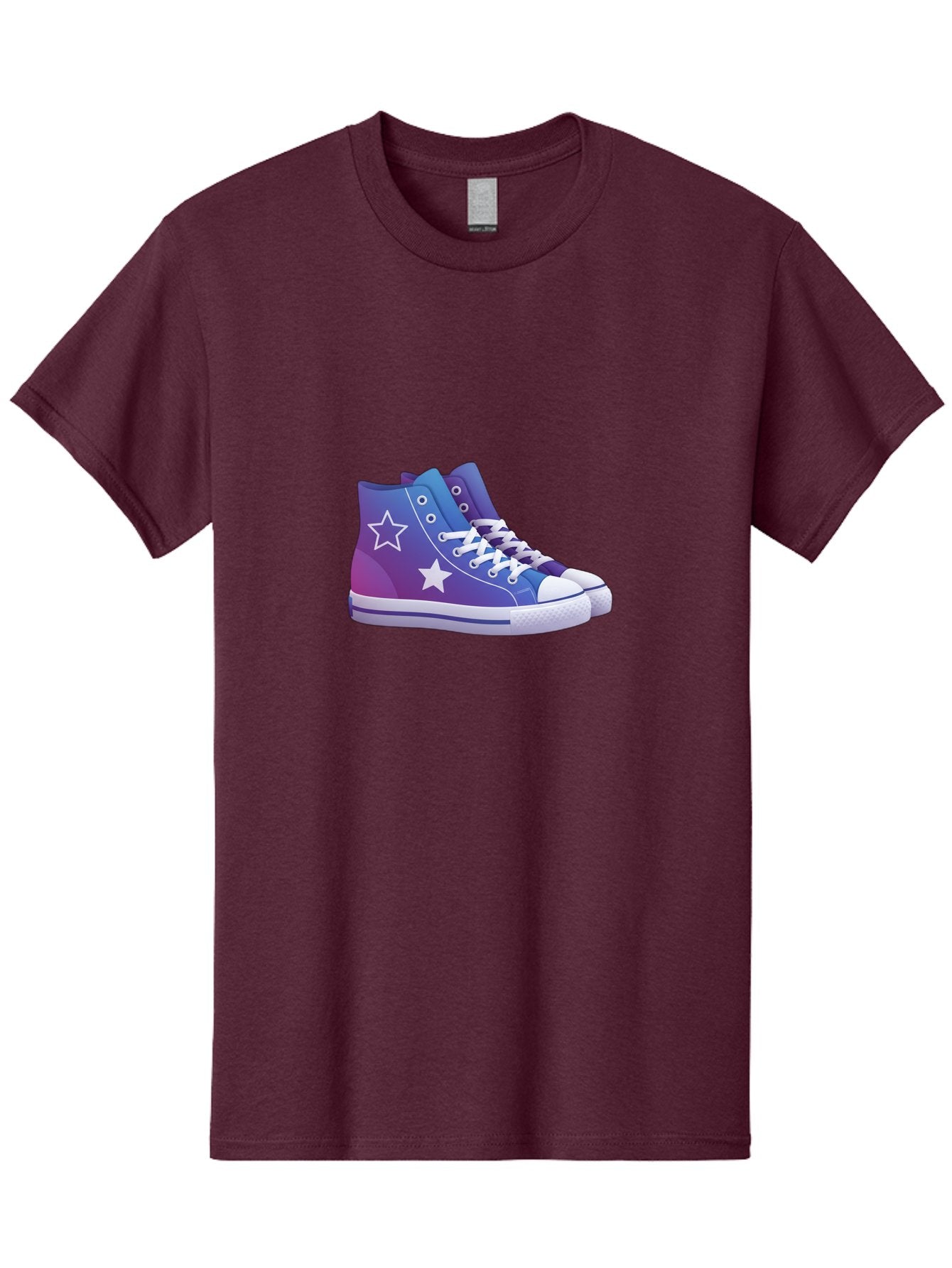 Sneakers-With-Stars Men'S Graphic Tee, 100% Cotton, Comfortable Casual Summer Wear, Machine Washable, Sneakers With Star Design, Purple Sneakers, Blue Sneakers, White Laces, Gradient Effect, Colorful Footwear, Streetwear Style, Casual Shoes, Bab433