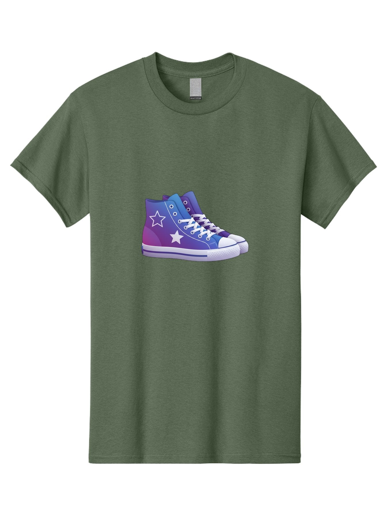 Sneakers-With-Stars Men'S Graphic Tee, 100% Cotton, Comfortable Casual Summer Wear, Machine Washable, Sneakers With Star Design, Purple Sneakers, Blue Sneakers, White Laces, Gradient Effect, Colorful Footwear, Streetwear Style, Casual Shoes, Bab433 15