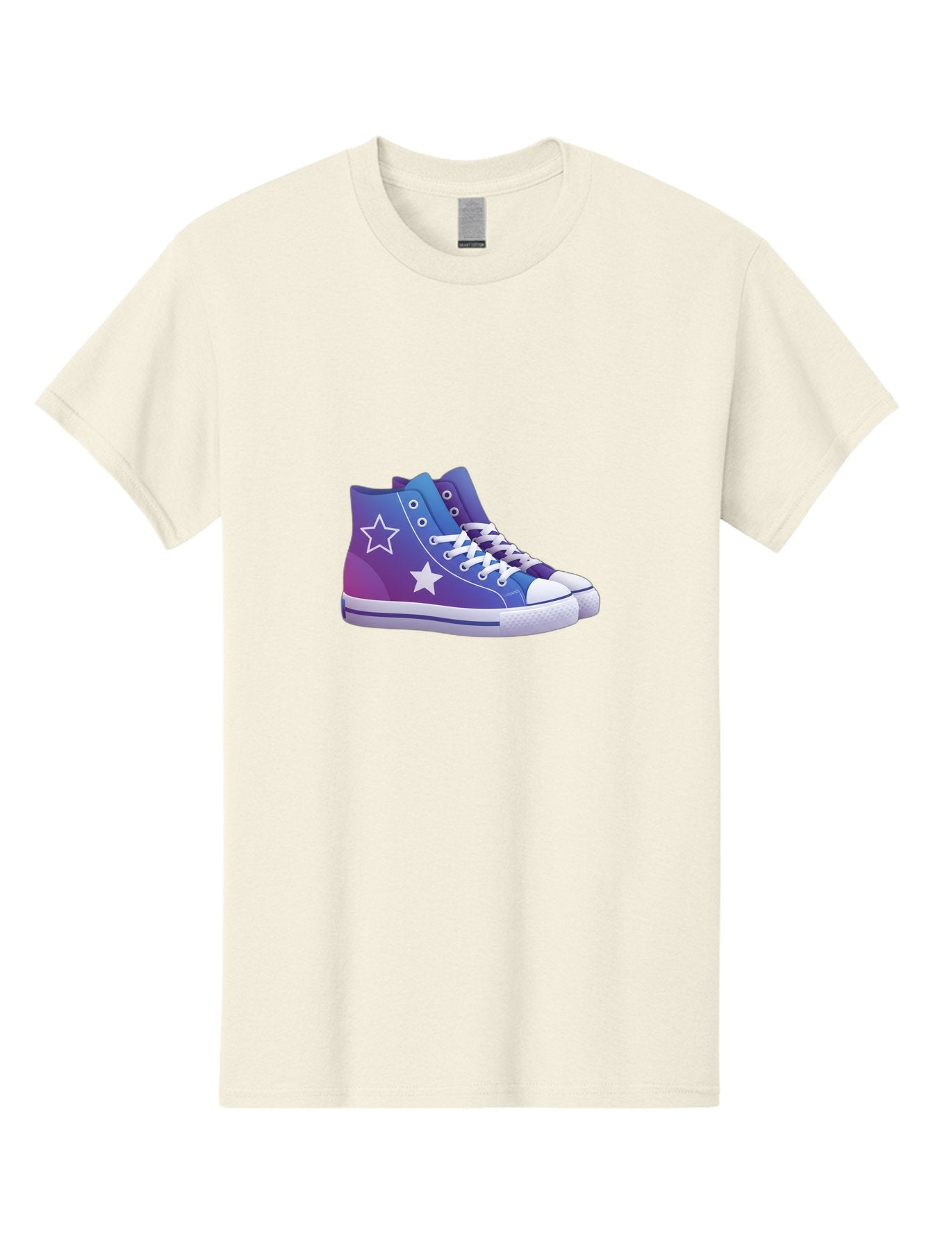 Sneakers-With-Stars Men'S Graphic Tee, 100% Cotton, Comfortable Casual Summer Wear, Machine Washable, Sneakers With Star Design, Purple Sneakers, Blue Sneakers, White Laces, Gradient Effect, Colorful Footwear, Streetwear Style, Casual Shoes, Bab433 10