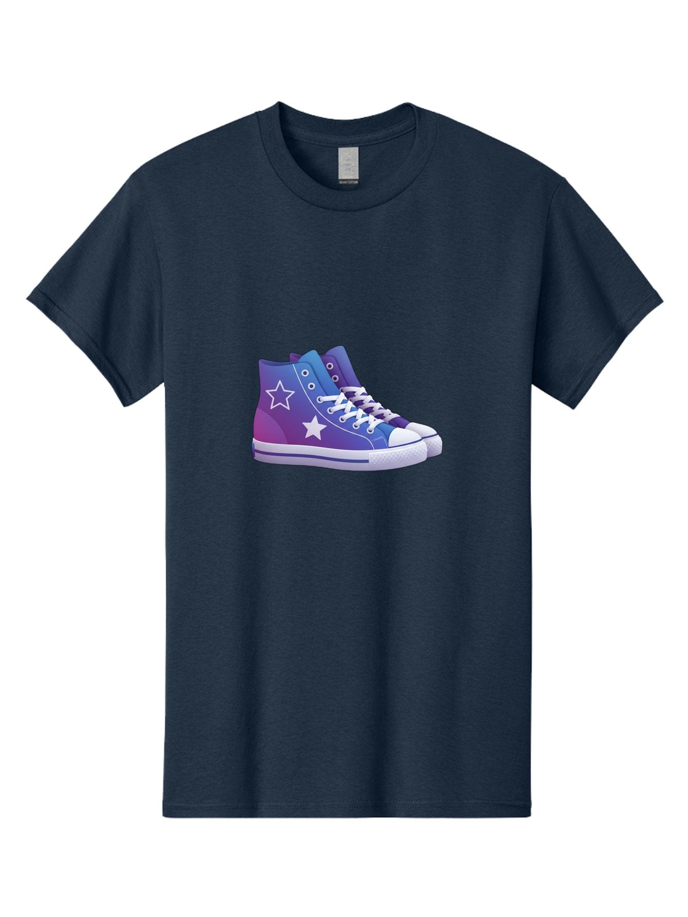 Sneakers-With-Stars Men'S Graphic Tee, 100% Cotton, Comfortable Casual Summer Wear, Machine Washable, Sneakers With Star Design, Purple Sneakers, Blue Sneakers, White Laces, Gradient Effect, Colorful Footwear, Streetwear Style, Casual Shoes, Bab433