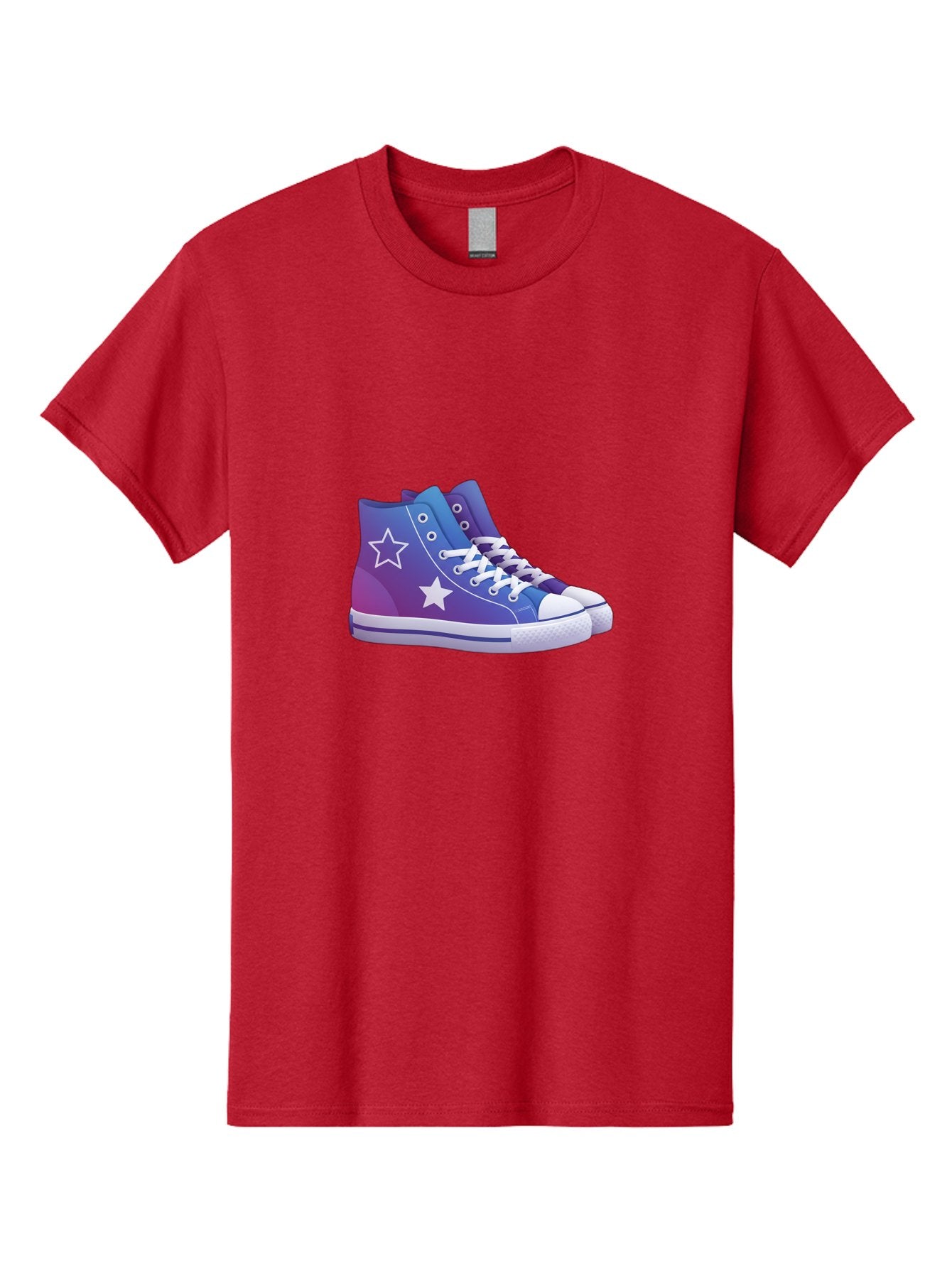 Sneakers-With-Stars Men'S Graphic Tee, 100% Cotton, Comfortable Casual Summer Wear, Machine Washable, Sneakers With Star Design, Purple Sneakers, Blue Sneakers, White Laces, Gradient Effect, Colorful Footwear, Streetwear Style, Casual Shoes, Bab433 6