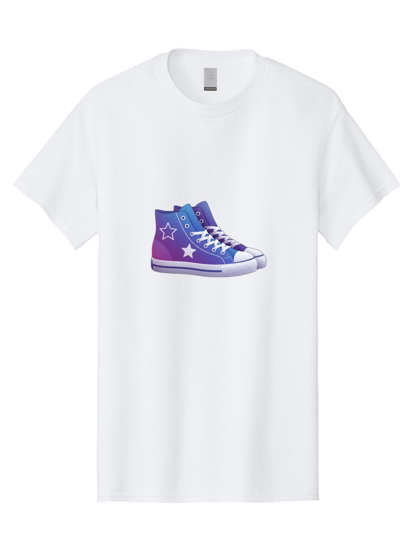 Sneakers-With-Stars Men'S Graphic Tee, 100% Cotton, Comfortable Casual Summer Wear, Machine Washable, Sneakers With Star Design, Purple Sneakers, Blue Sneakers, White Laces, Gradient Effect, Colorful Footwear, Streetwear Style, Casual Shoes, Bab433 8