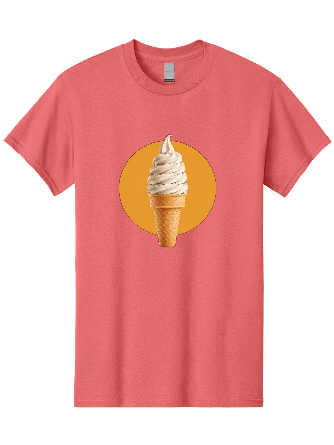 Soft-Serve-Ice-Cream-Cone-1 Men'S Graphic Tee, 100% Cotton, Comfortable Casual Summer Wear, Machine Washable, Soft Serve Ice Cream, Ice Cream Cone, Waffle Cone, Vanilla Ice Cream, Swirly Ice Cream, Summer Treats, Dessert, Sweet Tooth, Bab434 12