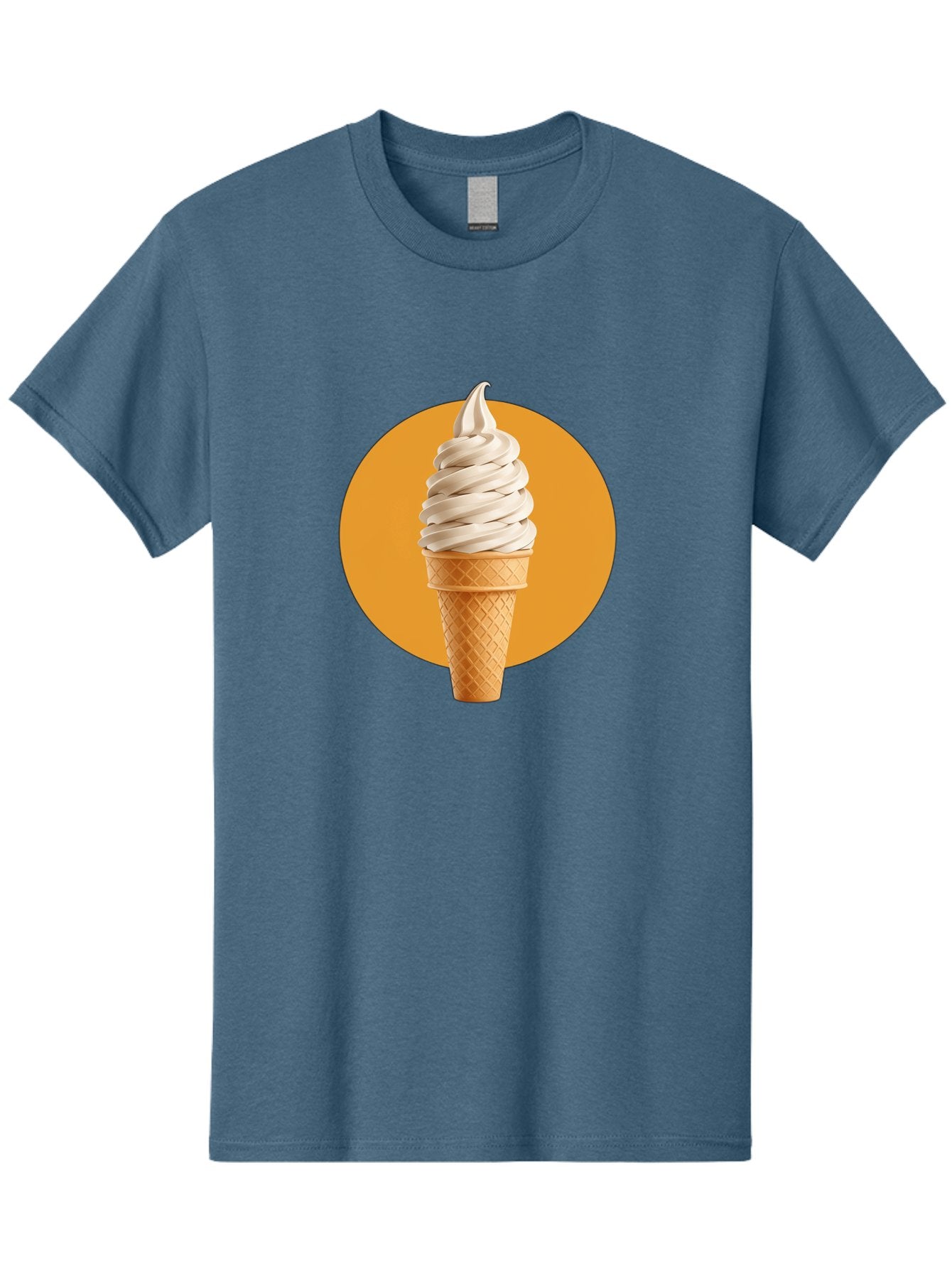 Soft-Serve-Ice-Cream-Cone-1 Men'S Graphic Tee, 100% Cotton, Comfortable Casual Summer Wear, Machine Washable, Soft Serve Ice Cream, Ice Cream Cone, Waffle Cone, Vanilla Ice Cream, Swirly Ice Cream, Summer Treats, Dessert, Sweet Tooth, Bab434 13