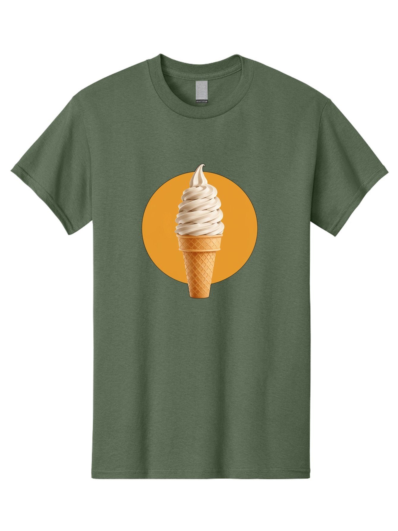 Soft-Serve-Ice-Cream-Cone-1 Men'S Graphic Tee, 100% Cotton, Comfortable Casual Summer Wear, Machine Washable, Soft Serve Ice Cream, Ice Cream Cone, Waffle Cone, Vanilla Ice Cream, Swirly Ice Cream, Summer Treats, Dessert, Sweet Tooth, Bab434 10