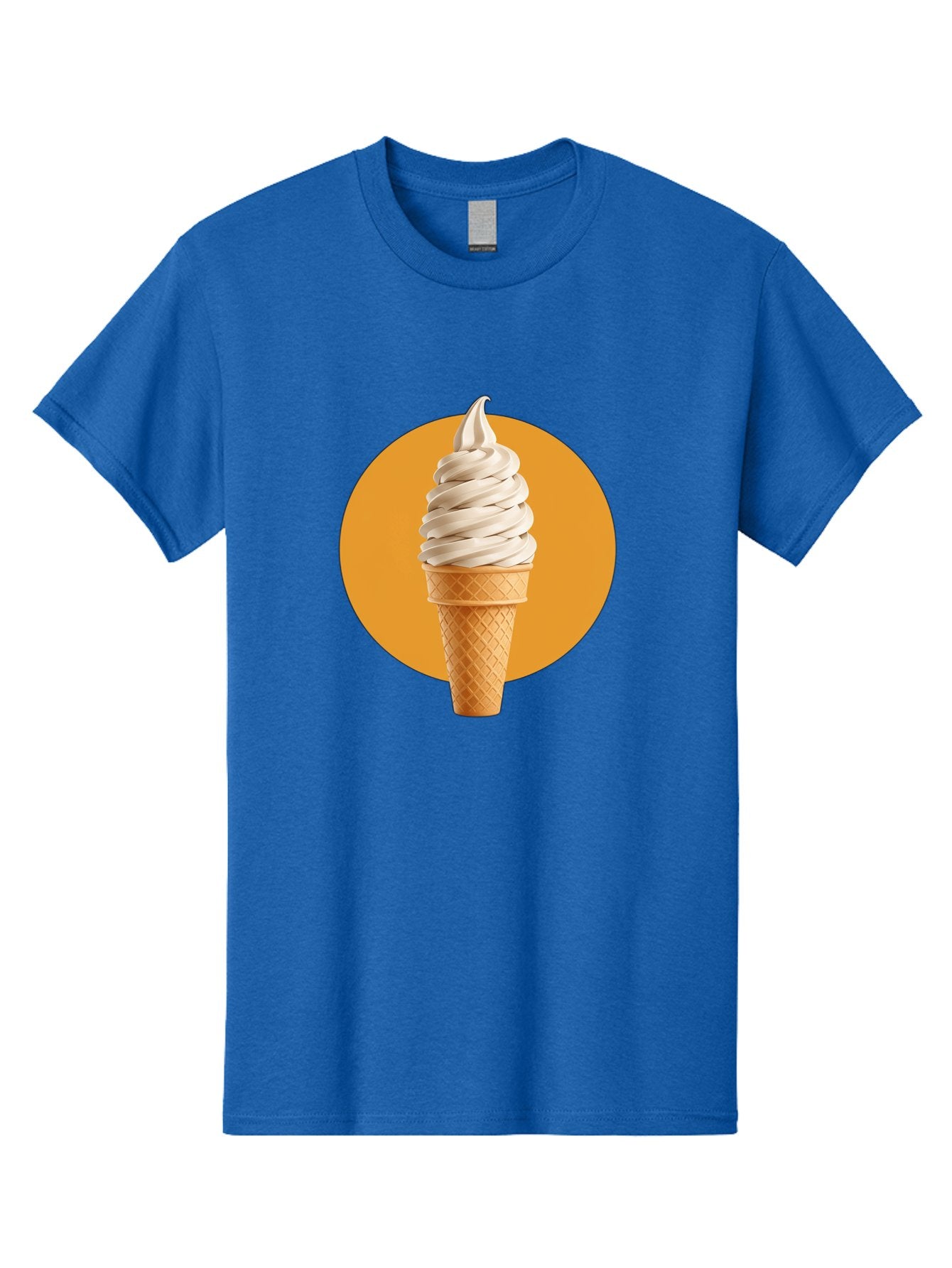 Soft-Serve-Ice-Cream-Cone-1 Men'S Graphic Tee, 100% Cotton, Comfortable Casual Summer Wear, Machine Washable, Soft Serve Ice Cream, Ice Cream Cone, Waffle Cone, Vanilla Ice Cream, Swirly Ice Cream, Summer Treats, Dessert, Sweet Tooth, Bab434 11