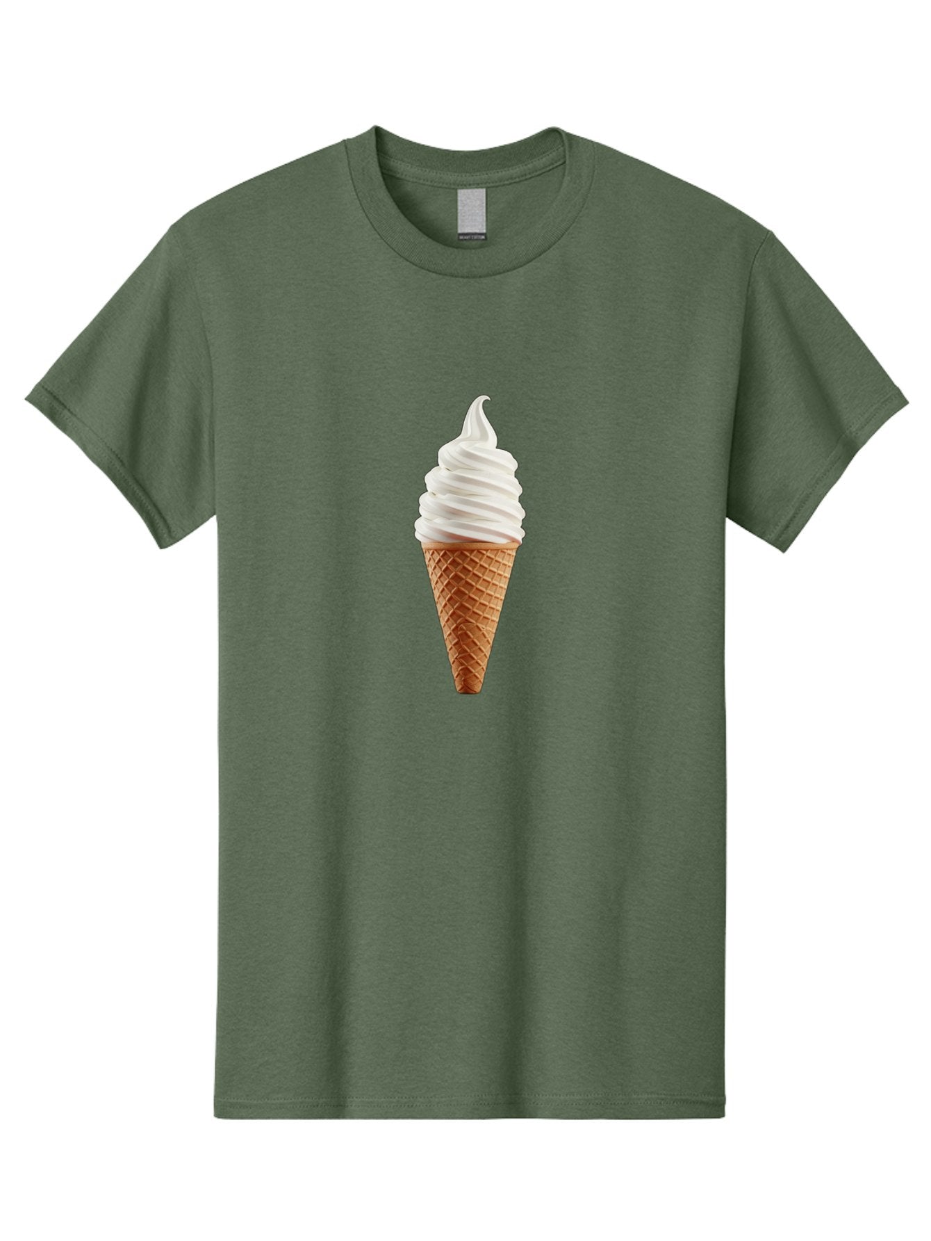 Soft-Serve-Ice-Cream-Cone Men'S Graphic Tee, 100% Cotton, Comfortable Casual Summer Wear, Machine Washable, Soft Serve Ice Cream, Ice Cream Cone, Sweet Treat, Creamy Texture, White Ice Cream, Waffle Cone, Dessert, Summer Snack, Frozen Yogurt Bab435 5