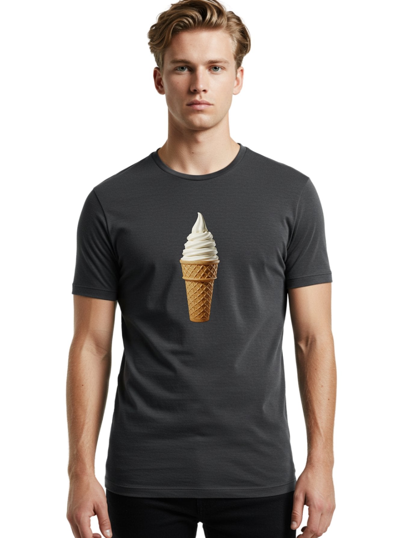 Soft-Serve-Ice-Cream Men'S Graphic Tee, 100% Cotton, Comfortable Casual Summer Wear, Machine Washable, Soft Serve Ice Cream, Waffle Cone, Vanilla Ice Cream, Frozen Treat, Sweet Indulgence, Creamy Texture, Ice Cream Cone, Summer Dessert Bab436 27