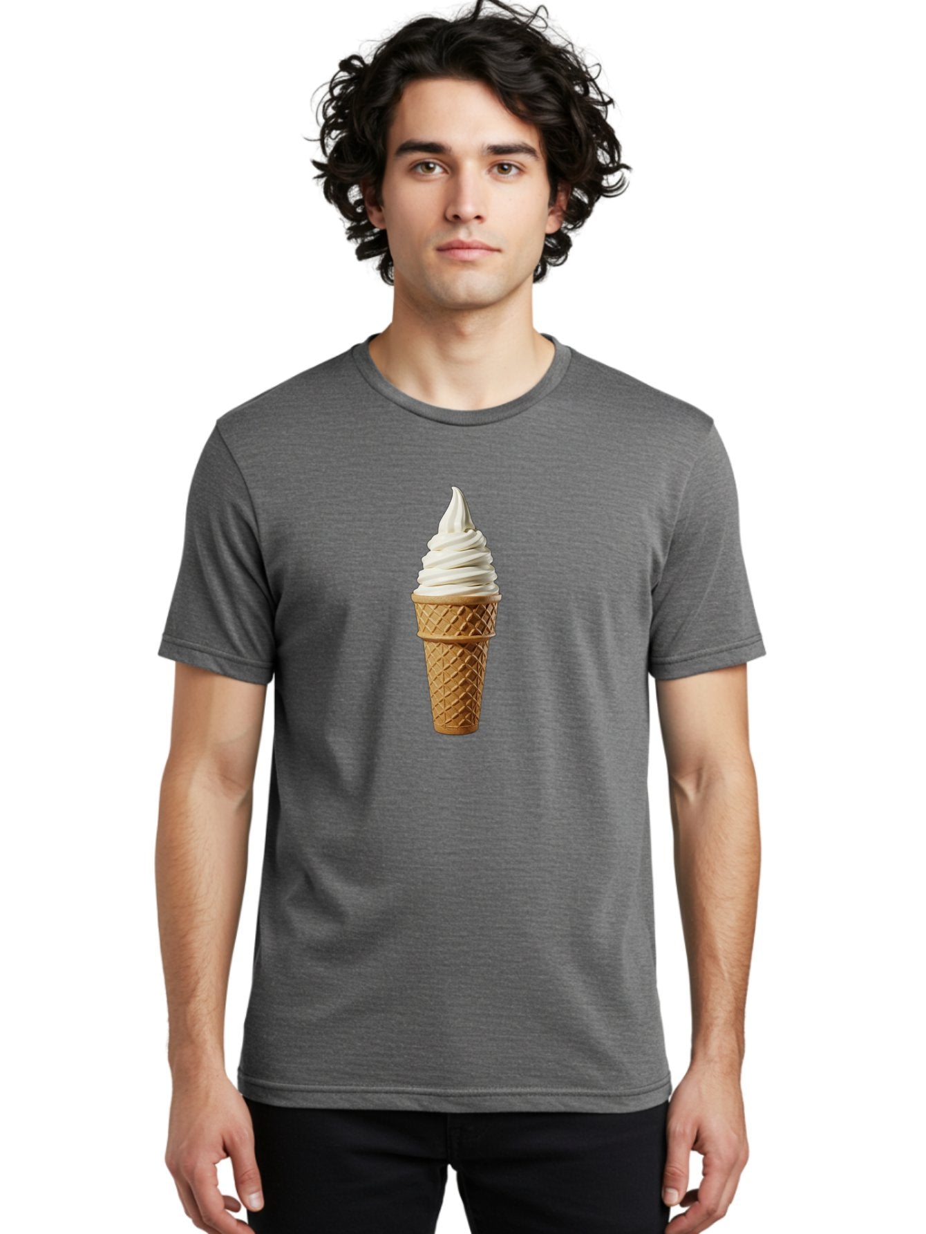 Soft-Serve-Ice-Cream Men'S Graphic Tee, 100% Cotton, Comfortable Casual Summer Wear, Machine Washable, Soft Serve Ice Cream, Waffle Cone, Vanilla Ice Cream, Frozen Treat, Sweet Indulgence, Creamy Texture, Ice Cream Cone, Summer Dessert Bab436 26