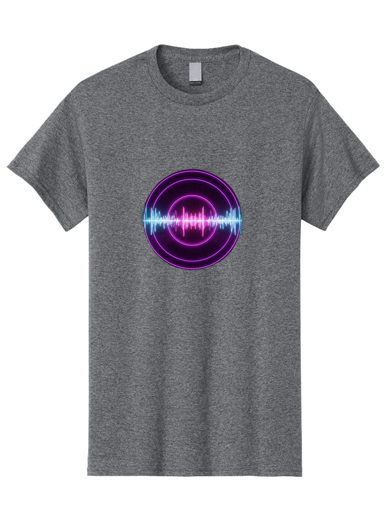 Sound-Wave Men'S Graphic Tee, 100% Cotton, Comfortable Casual Summer Wear, Machine Washable, Sound Wave, Audio Signal, Purple Neon Lights, Futuristic Design, Music Visualizer, Waveform Graphic, Digital Art, Glowing Effect Bab439