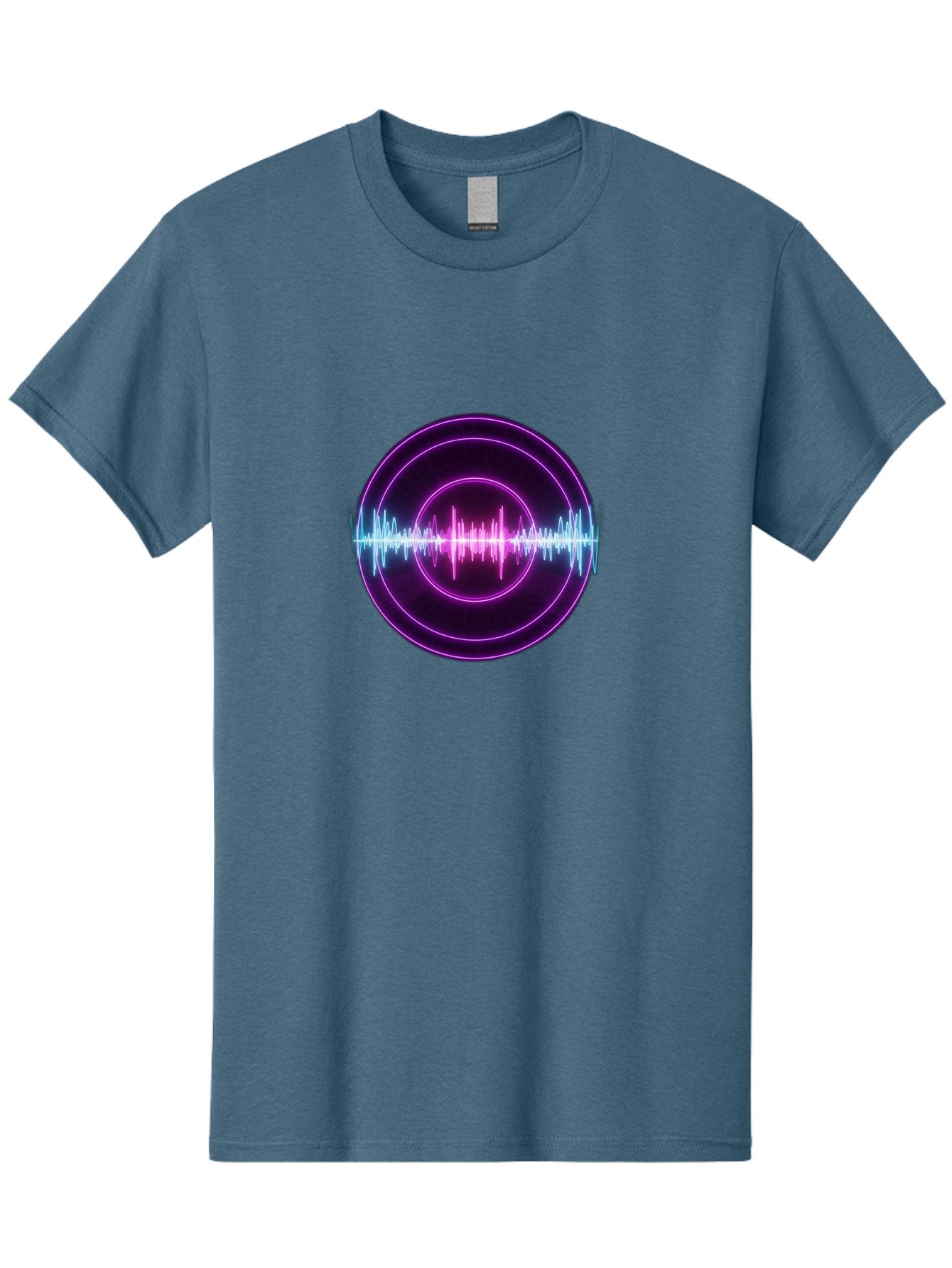 Sound-Wave Men'S Graphic Tee, 100% Cotton, Comfortable Casual Summer Wear, Machine Washable, Sound Wave, Audio Signal, Purple Neon Lights, Futuristic Design, Music Visualizer, Waveform Graphic, Digital Art, Glowing Effect Bab439