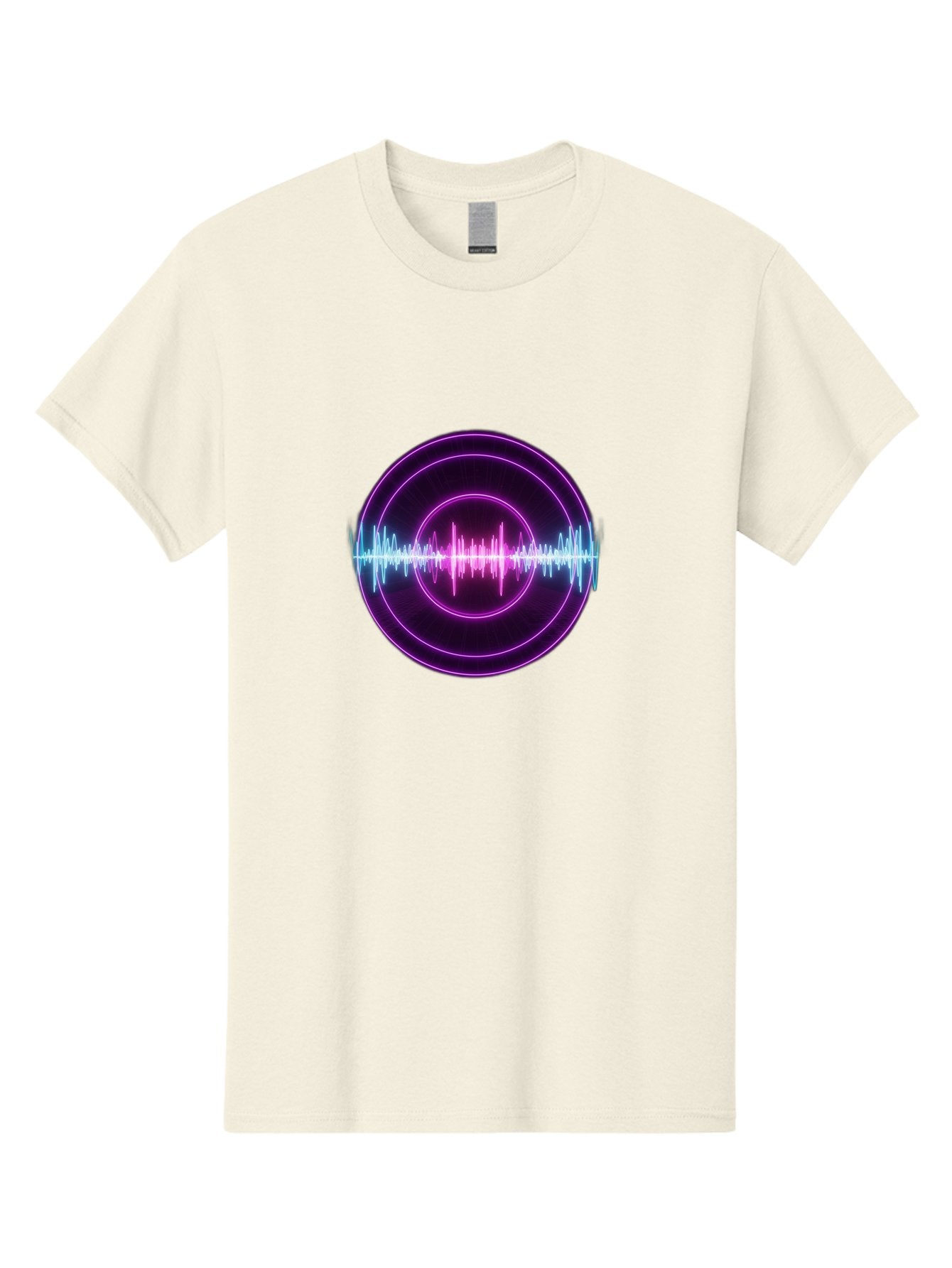 Sound-Wave Men'S Graphic Tee, 100% Cotton, Comfortable Casual Summer Wear, Machine Washable, Sound Wave, Audio Signal, Purple Neon Lights, Futuristic Design, Music Visualizer, Waveform Graphic, Digital Art, Glowing Effect Bab439 3