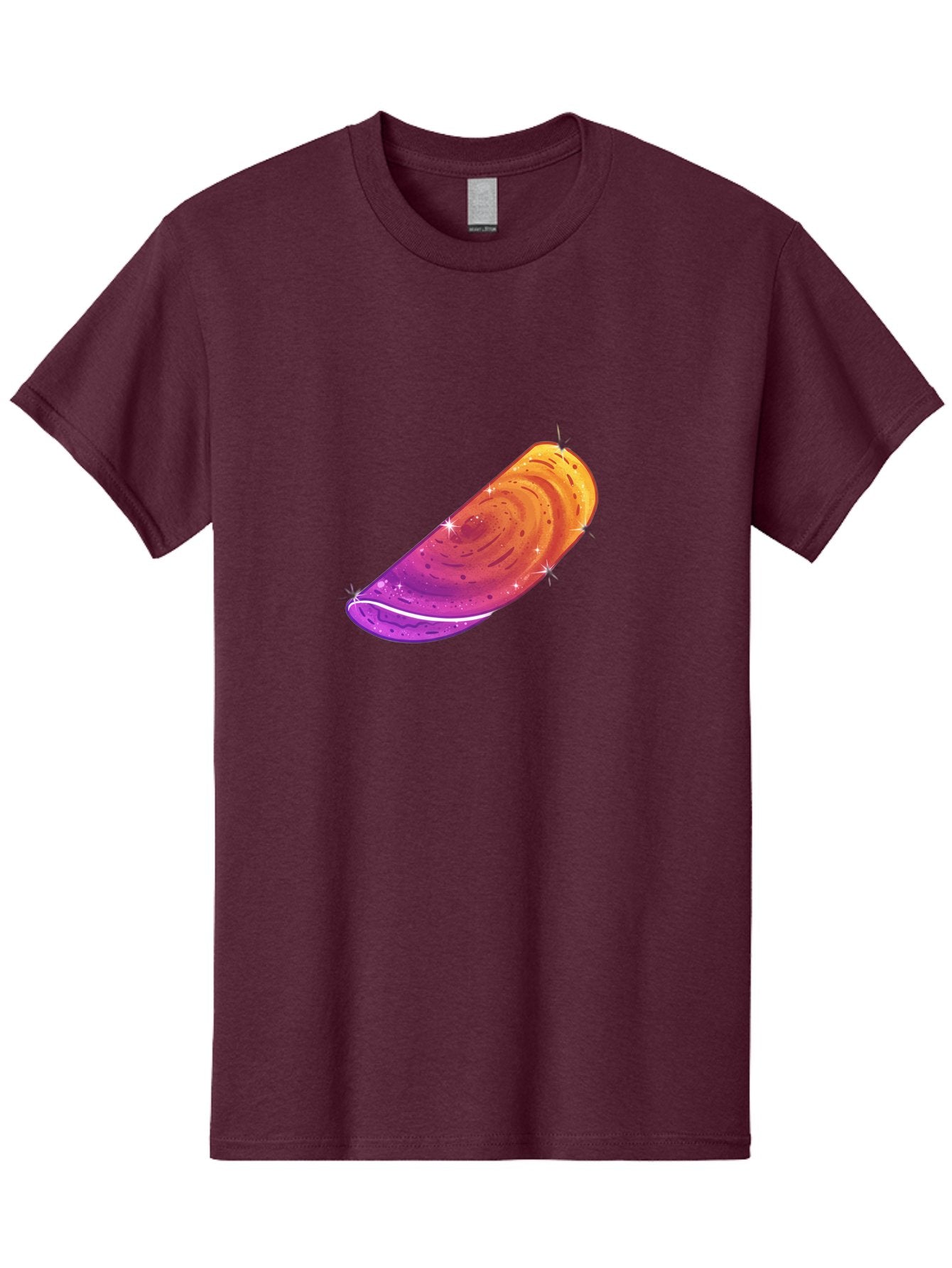 Sparkling-Dosa Men'S Graphic Tee, 100% Cotton, Comfortable Casual Summer Wear, Machine Washable, Vibrant Purple And Orange Design, Swirling Patterns, Shiny Surface, Sparkles, Mesmerizing Graphics, Abstract Art, Colorful Illustration, Bab442 3