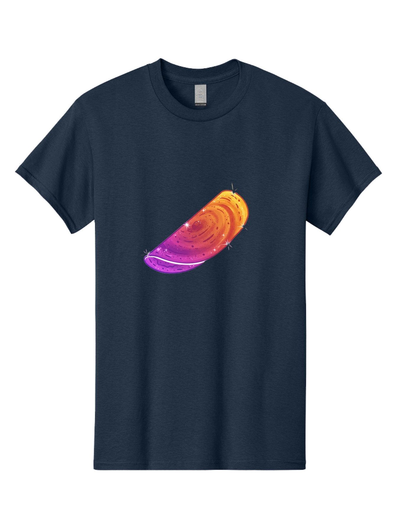 Sparkling-Dosa Men'S Graphic Tee, 100% Cotton, Comfortable Casual Summer Wear, Machine Washable, Vibrant Purple And Orange Design, Swirling Patterns, Shiny Surface, Sparkles, Mesmerizing Graphics, Abstract Art, Colorful Illustration, Bab442
