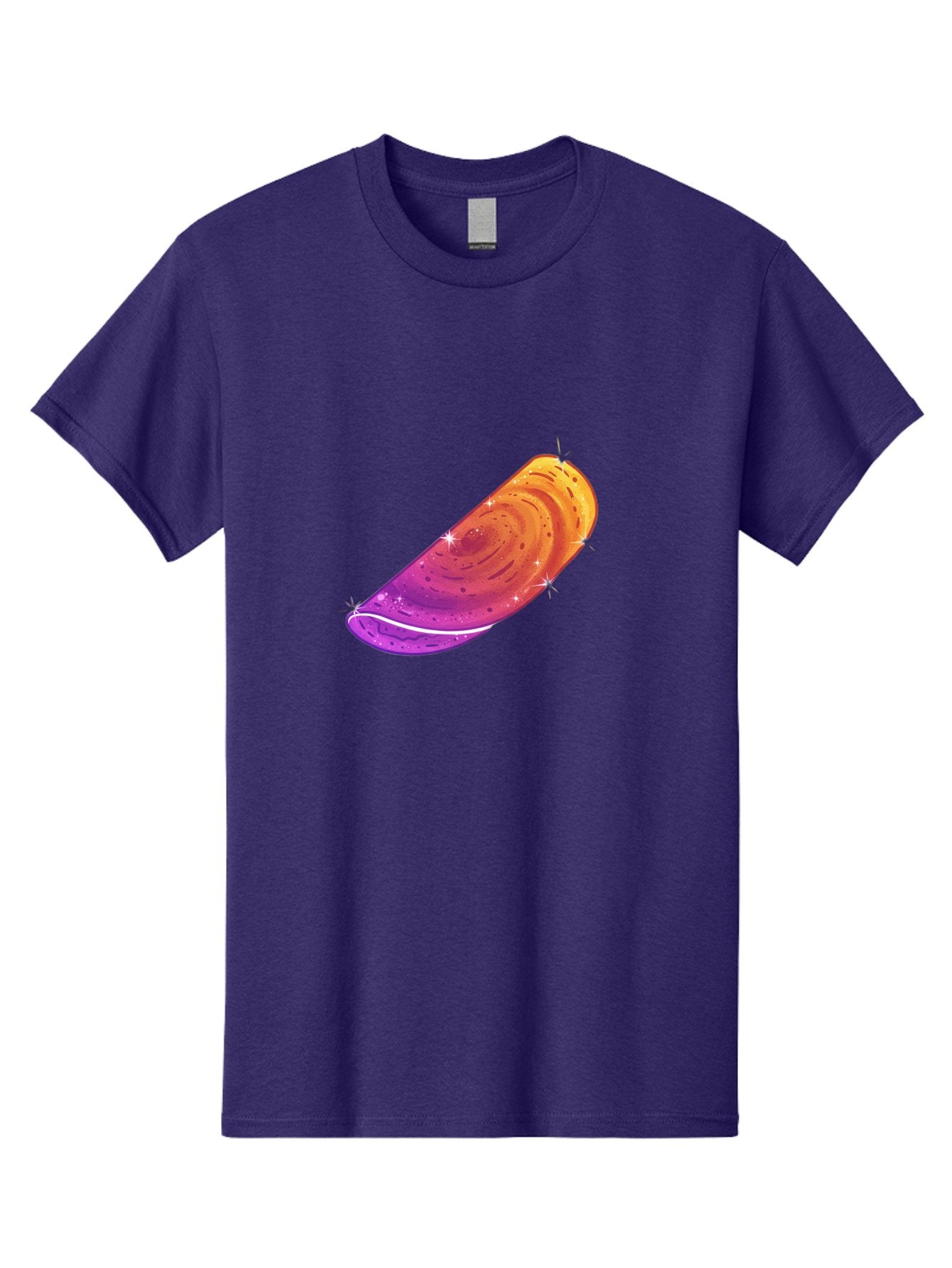 Sparkling-Dosa Men'S Graphic Tee, 100% Cotton, Comfortable Casual Summer Wear, Machine Washable, Vibrant Purple And Orange Design, Swirling Patterns, Shiny Surface, Sparkles, Mesmerizing Graphics, Abstract Art, Colorful Illustration, Bab442 11