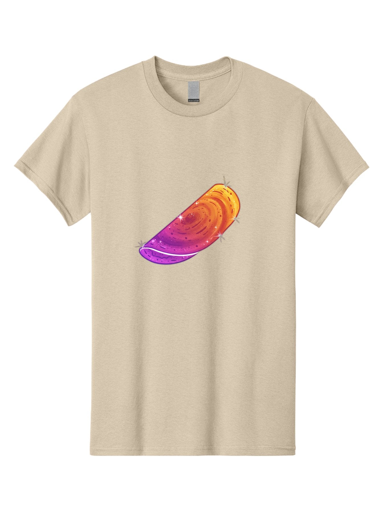 Sparkling-Dosa Men'S Graphic Tee, 100% Cotton, Comfortable Casual Summer Wear, Machine Washable, Vibrant Purple And Orange Design, Swirling Patterns, Shiny Surface, Sparkles, Mesmerizing Graphics, Abstract Art, Colorful Illustration, Bab442 12