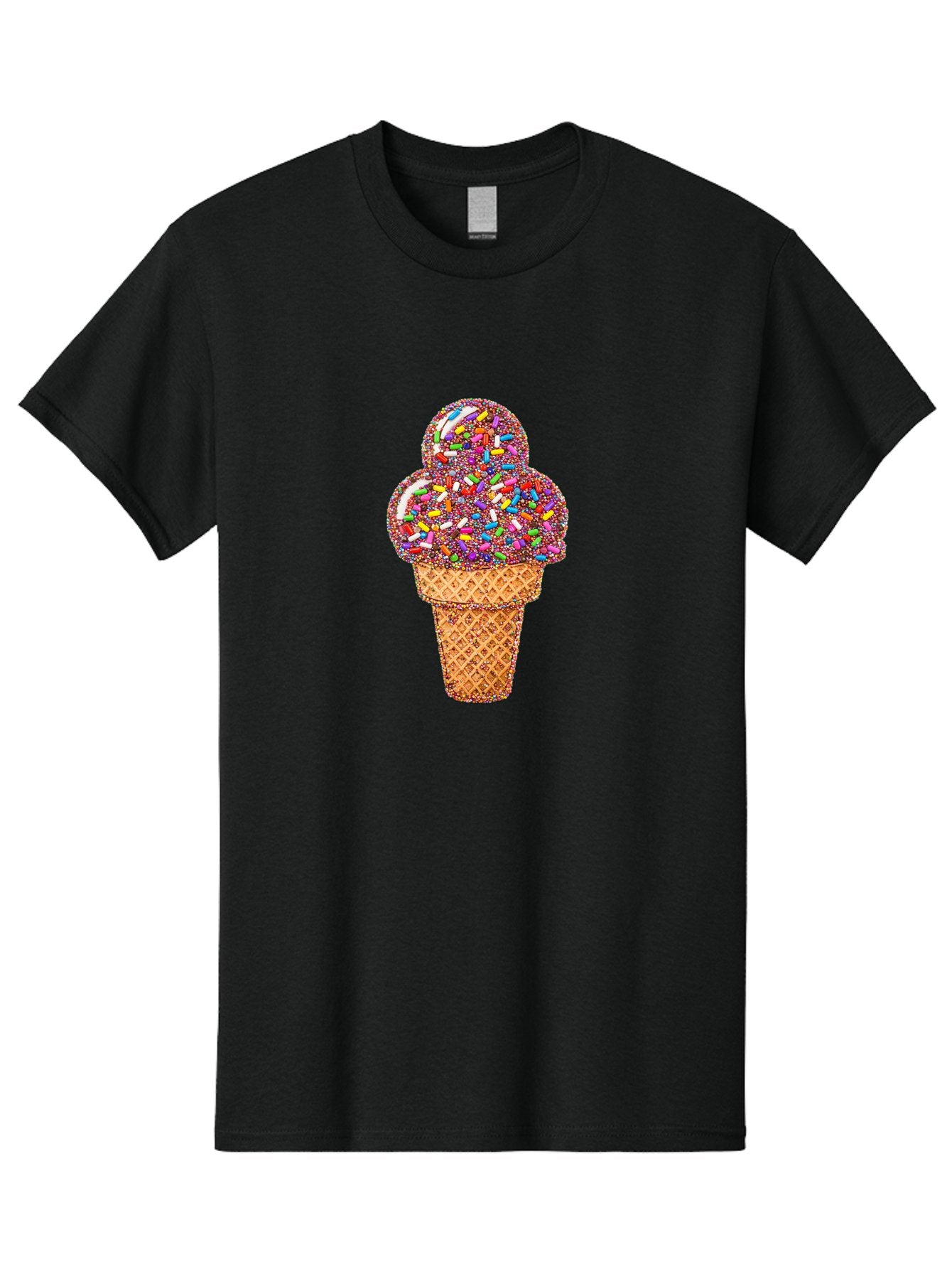 Sprinkle-Ice-Cream-Cone-1 Men'S Graphic Tee, 100% Cotton, Comfortable Casual Summer Wear, Machine Washable, Colorful Sprinkles, Ice Cream, Sweet Treats, Dessert, Waffle Cone, Rainbow Colors, Sprinkles Overload, Fun Snack, Sweet Delight, Candy, Bab443 6