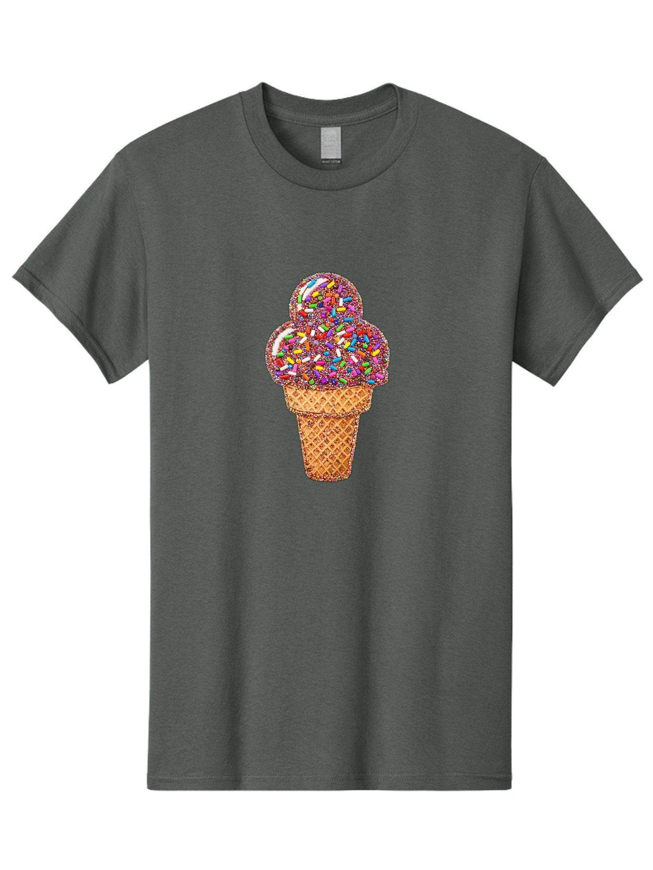 Sprinkle-Ice-Cream-Cone-1 Men'S Graphic Tee, 100% Cotton, Comfortable Casual Summer Wear, Machine Washable, Colorful Sprinkles, Ice Cream, Sweet Treats, Dessert, Waffle Cone, Rainbow Colors, Sprinkles Overload, Fun Snack, Sweet Delight, Candy, Bab443 9