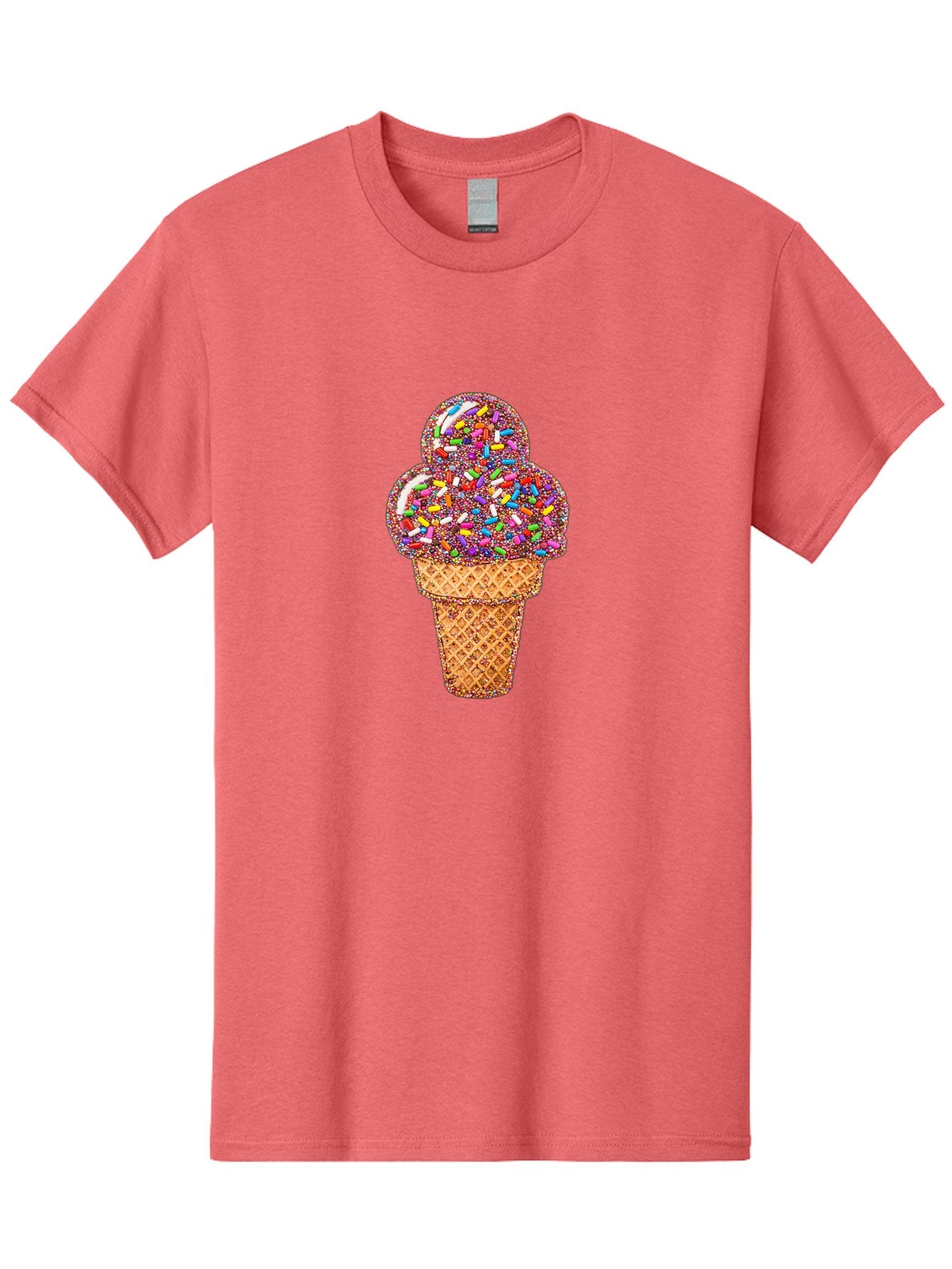 Sprinkle-Ice-Cream-Cone-1 Men'S Graphic Tee, 100% Cotton, Comfortable Casual Summer Wear, Machine Washable, Colorful Sprinkles, Ice Cream, Sweet Treats, Dessert, Waffle Cone, Rainbow Colors, Sprinkles Overload, Fun Snack, Sweet Delight, Candy, Bab443