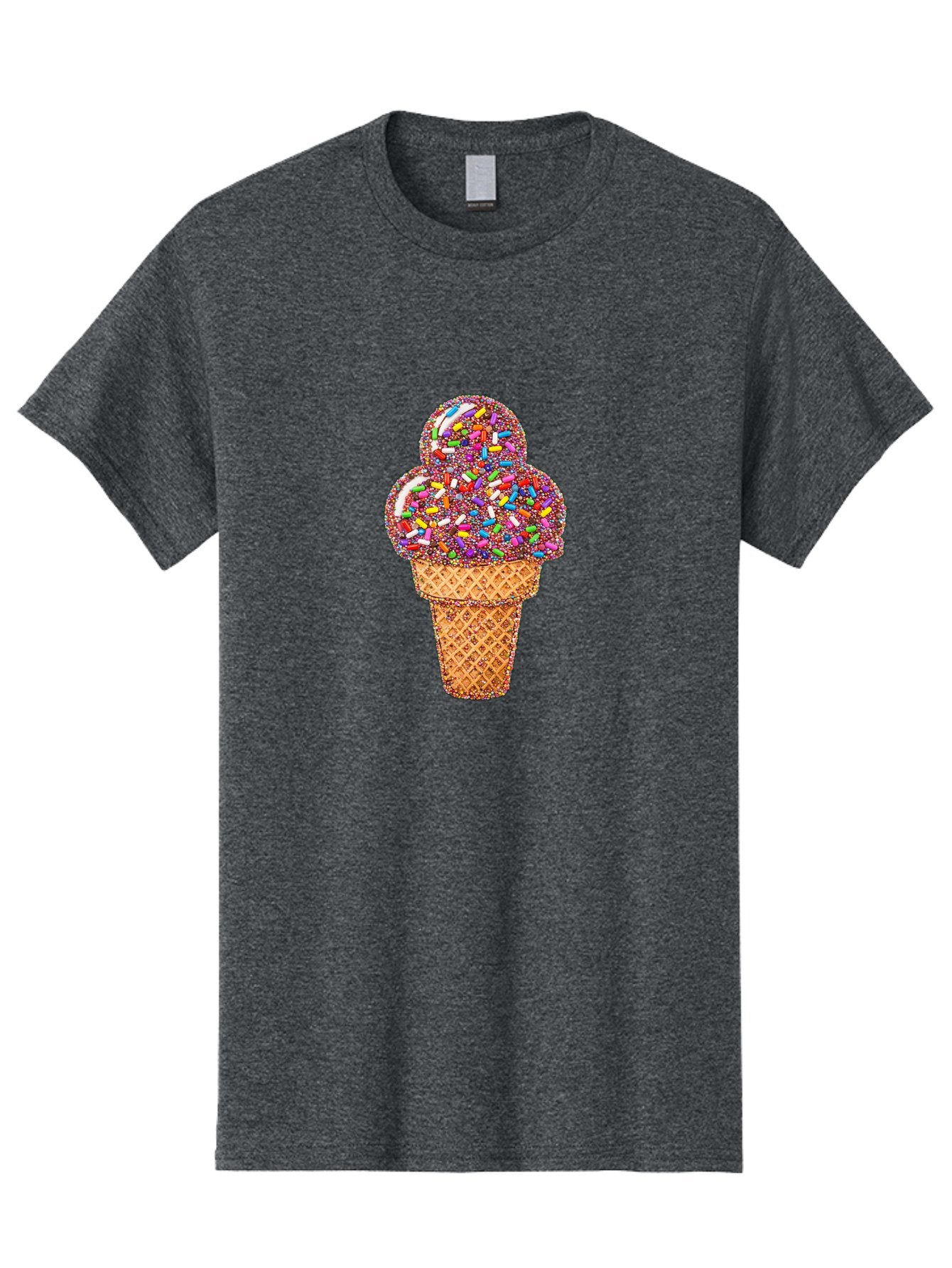 Sprinkle-Ice-Cream-Cone-1 Men'S Graphic Tee, 100% Cotton, Comfortable Casual Summer Wear, Machine Washable, Colorful Sprinkles, Ice Cream, Sweet Treats, Dessert, Waffle Cone, Rainbow Colors, Sprinkles Overload, Fun Snack, Sweet Delight, Candy, Bab443 4