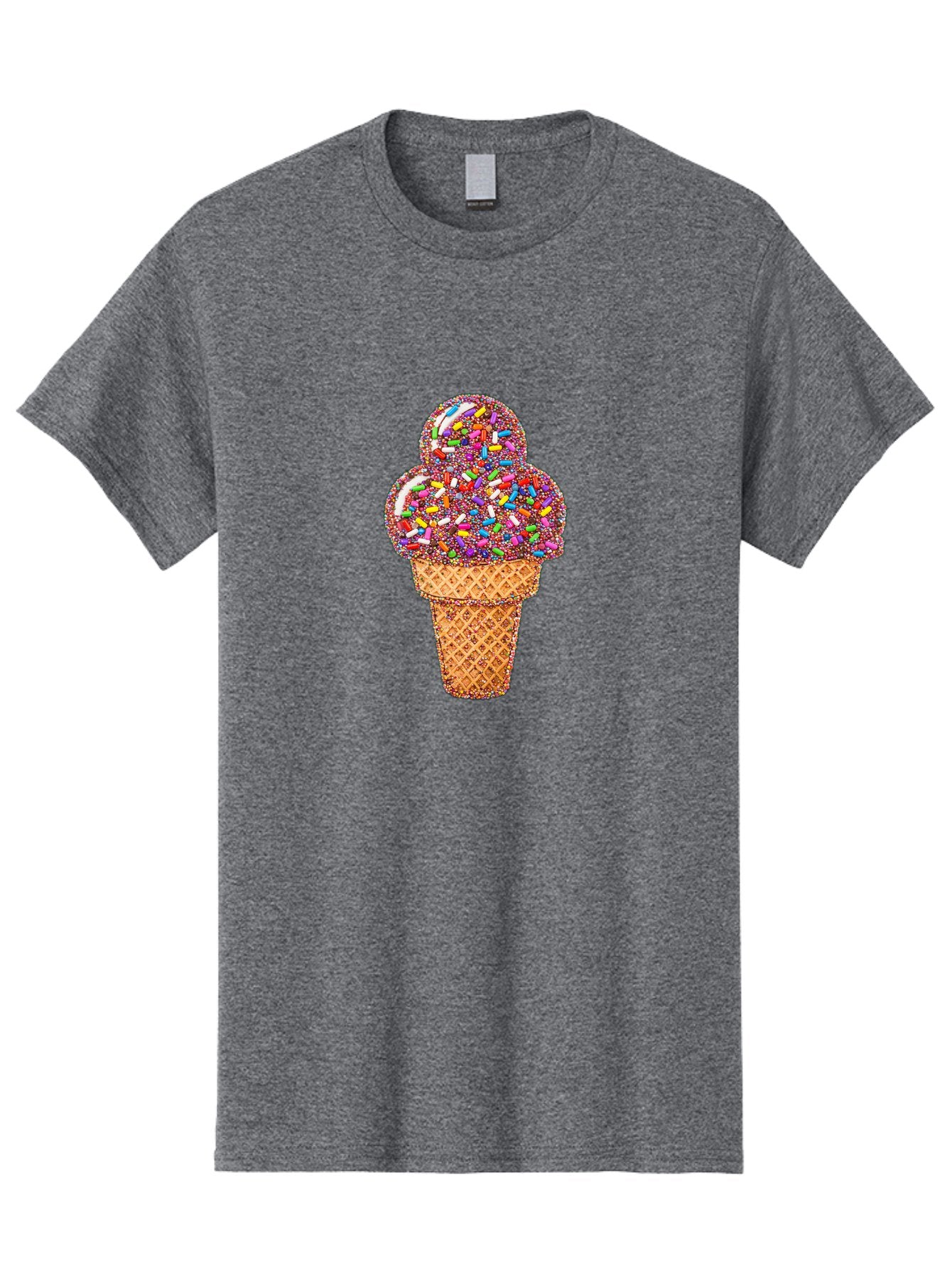 Sprinkle-Ice-Cream-Cone-1 Men'S Graphic Tee, 100% Cotton, Comfortable Casual Summer Wear, Machine Washable, Colorful Sprinkles, Ice Cream, Sweet Treats, Dessert, Waffle Cone, Rainbow Colors, Sprinkles Overload, Fun Snack, Sweet Delight, Candy, Bab443 13