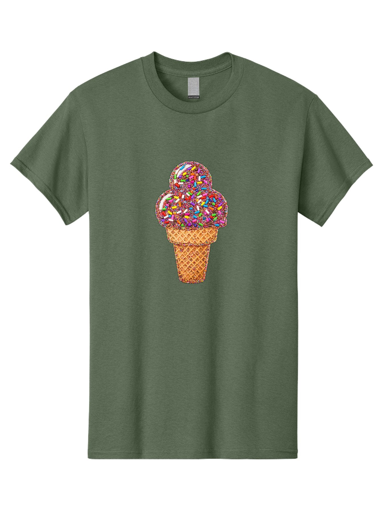 Sprinkle-Ice-Cream-Cone-1 Men'S Graphic Tee, 100% Cotton, Comfortable Casual Summer Wear, Machine Washable, Colorful Sprinkles, Ice Cream, Sweet Treats, Dessert, Waffle Cone, Rainbow Colors, Sprinkles Overload, Fun Snack, Sweet Delight, Candy, Bab443 11