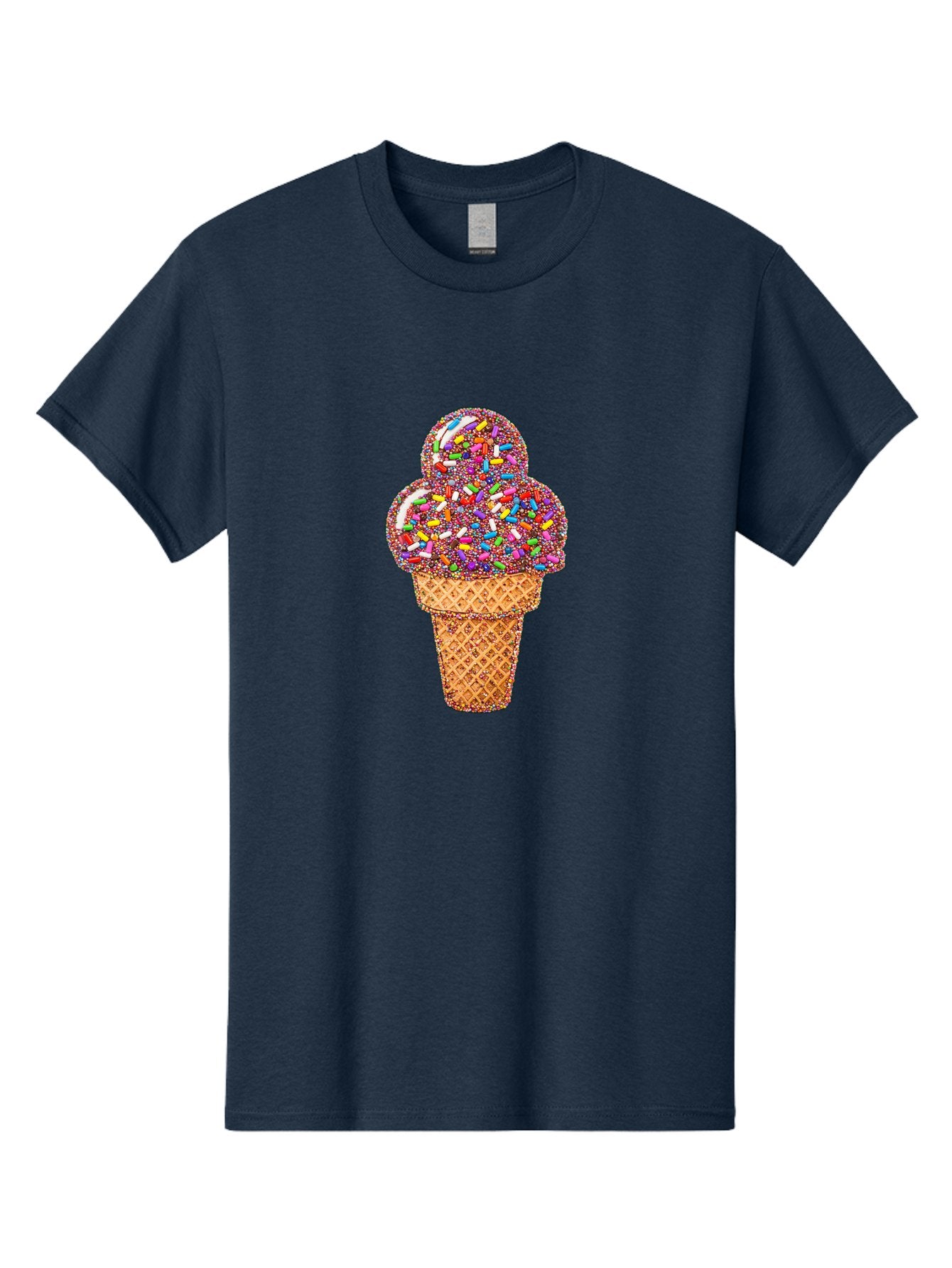 Sprinkle-Ice-Cream-Cone-1 Men'S Graphic Tee, 100% Cotton, Comfortable Casual Summer Wear, Machine Washable, Colorful Sprinkles, Ice Cream, Sweet Treats, Dessert, Waffle Cone, Rainbow Colors, Sprinkles Overload, Fun Snack, Sweet Delight, Candy, Bab443 3