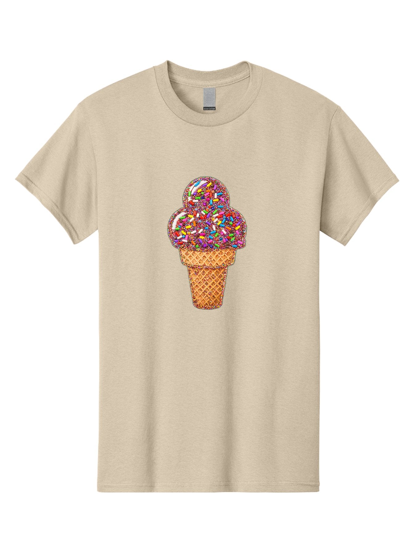 Sprinkle-Ice-Cream-Cone-1 Men'S Graphic Tee, 100% Cotton, Comfortable Casual Summer Wear, Machine Washable, Colorful Sprinkles, Ice Cream, Sweet Treats, Dessert, Waffle Cone, Rainbow Colors, Sprinkles Overload, Fun Snack, Sweet Delight, Candy, Bab443 12