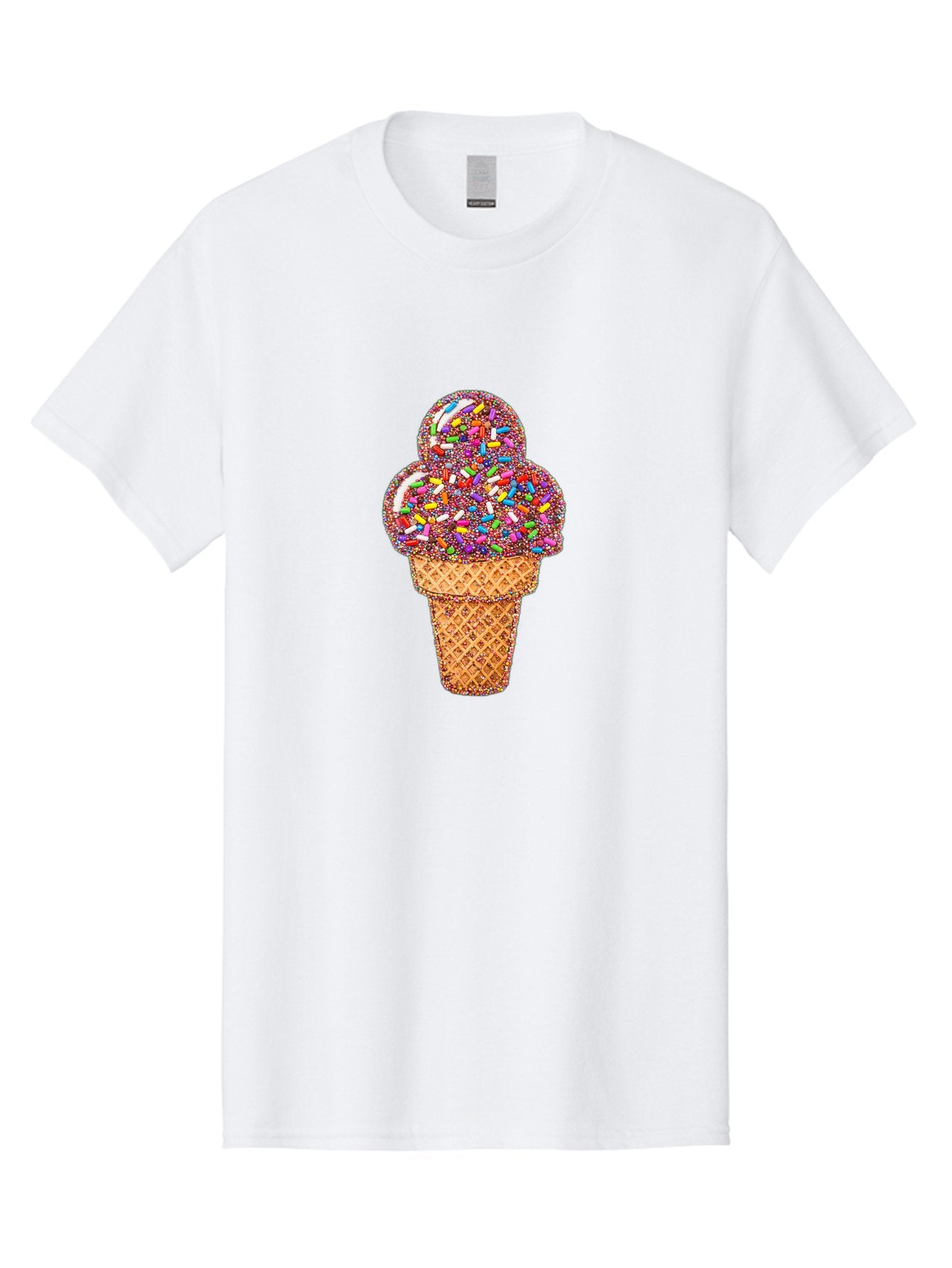 Sprinkle-Ice-Cream-Cone-1 Men'S Graphic Tee, 100% Cotton, Comfortable Casual Summer Wear, Machine Washable, Colorful Sprinkles, Ice Cream, Sweet Treats, Dessert, Waffle Cone, Rainbow Colors, Sprinkles Overload, Fun Snack, Sweet Delight, Candy, Bab443 15